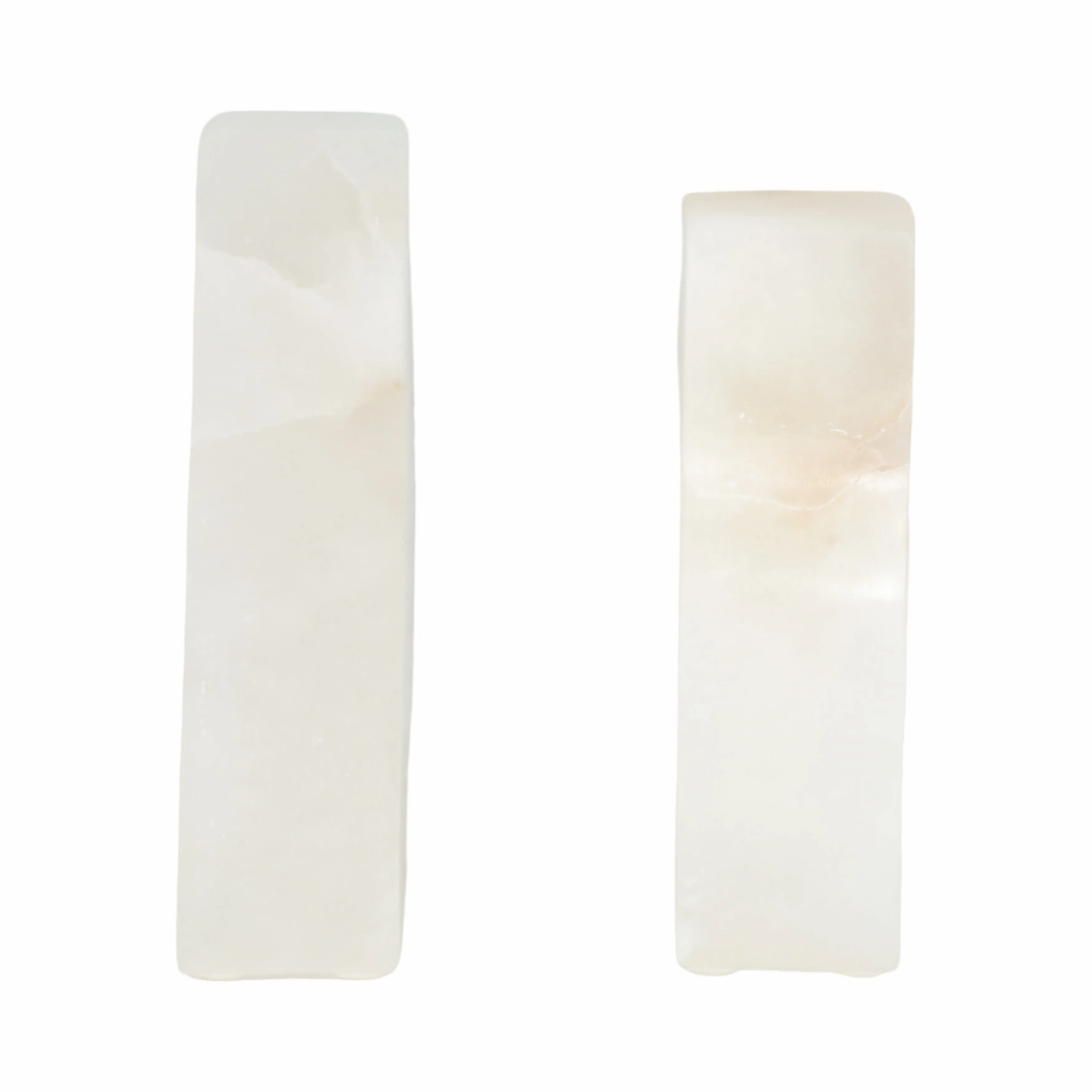 S/2 5" Alabaster Triangular Bookends, White