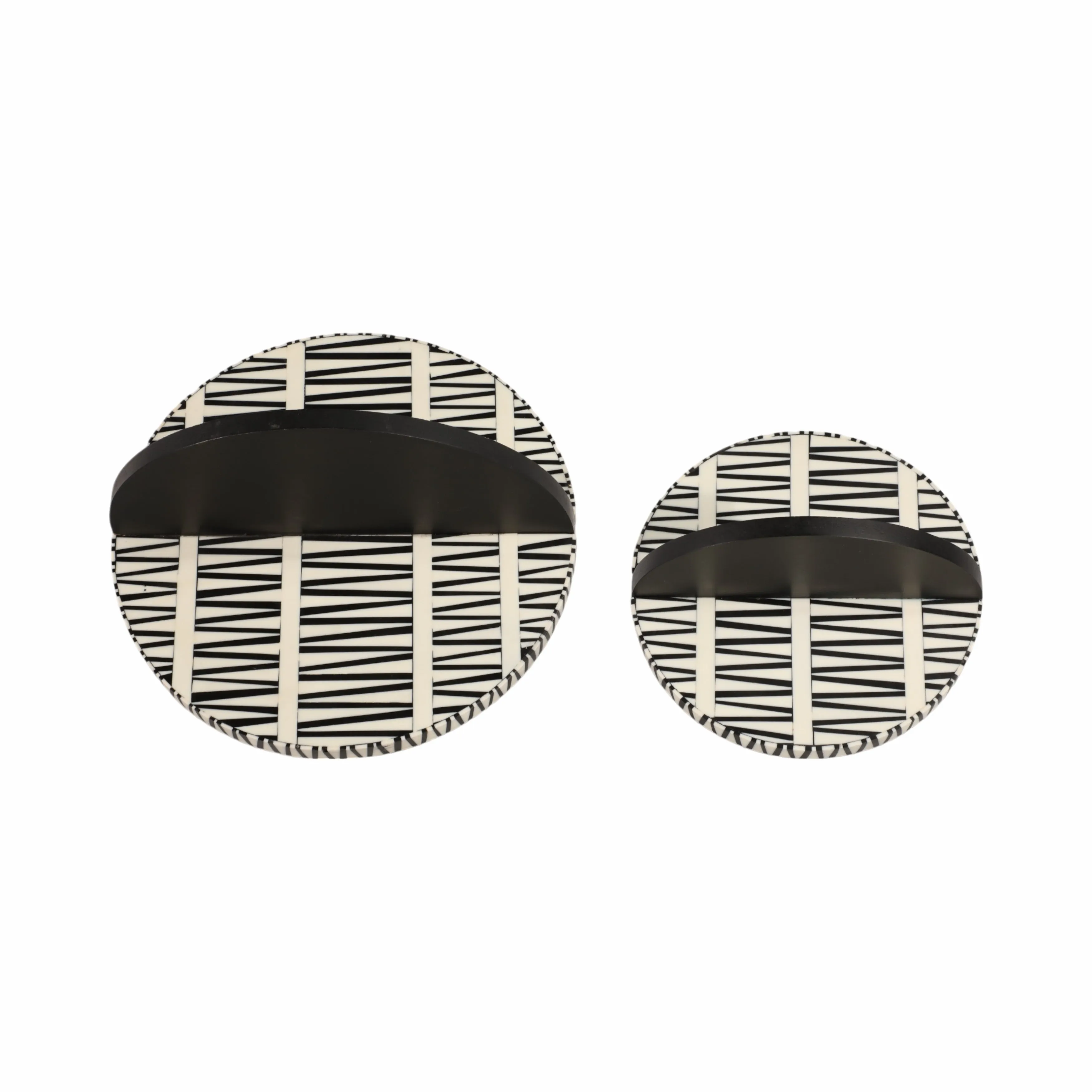 S/2 7/10" Gobiel Black & White Resin Orbs
