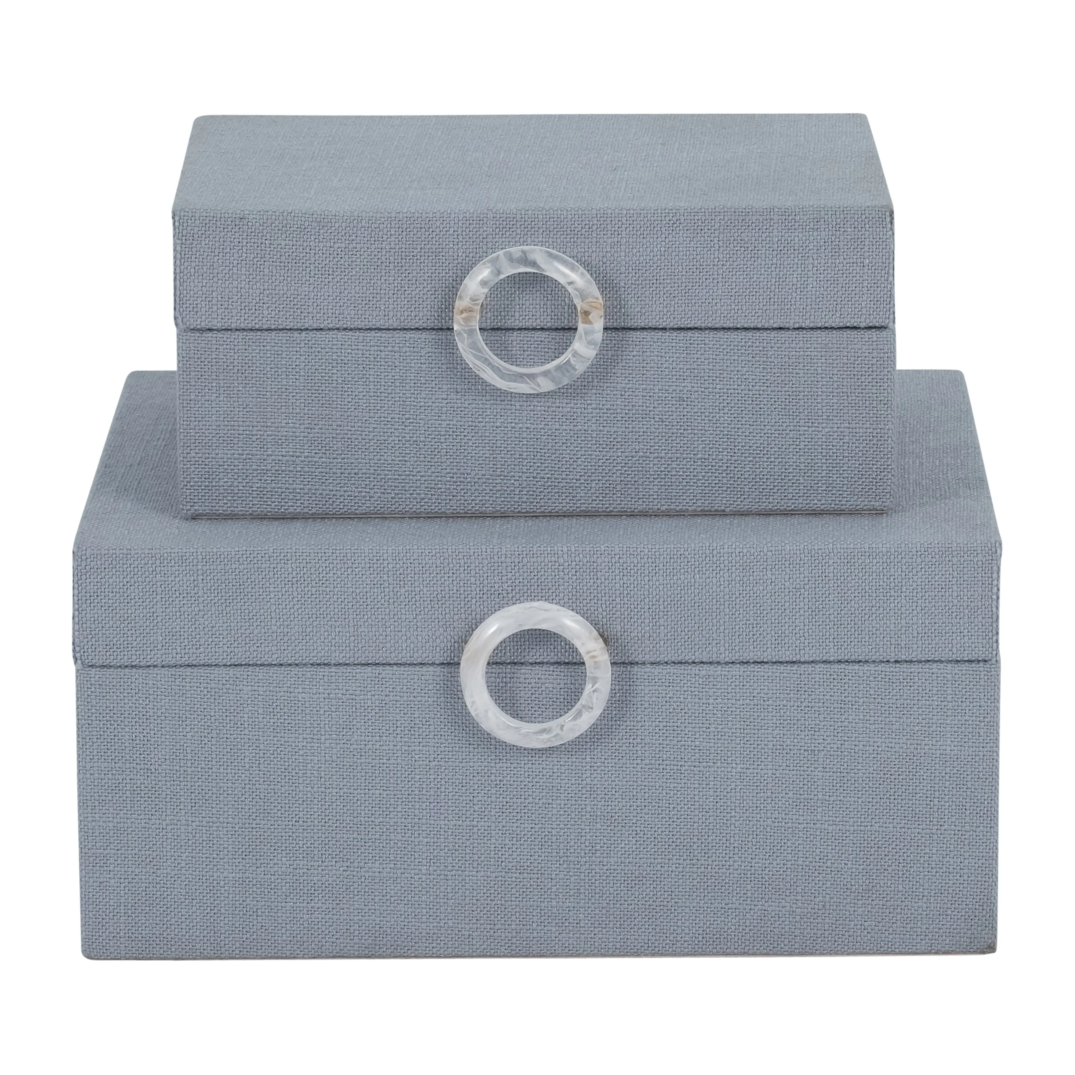 S/2 7/9" BOX W/ RING DETAIL, DENIM BLUE