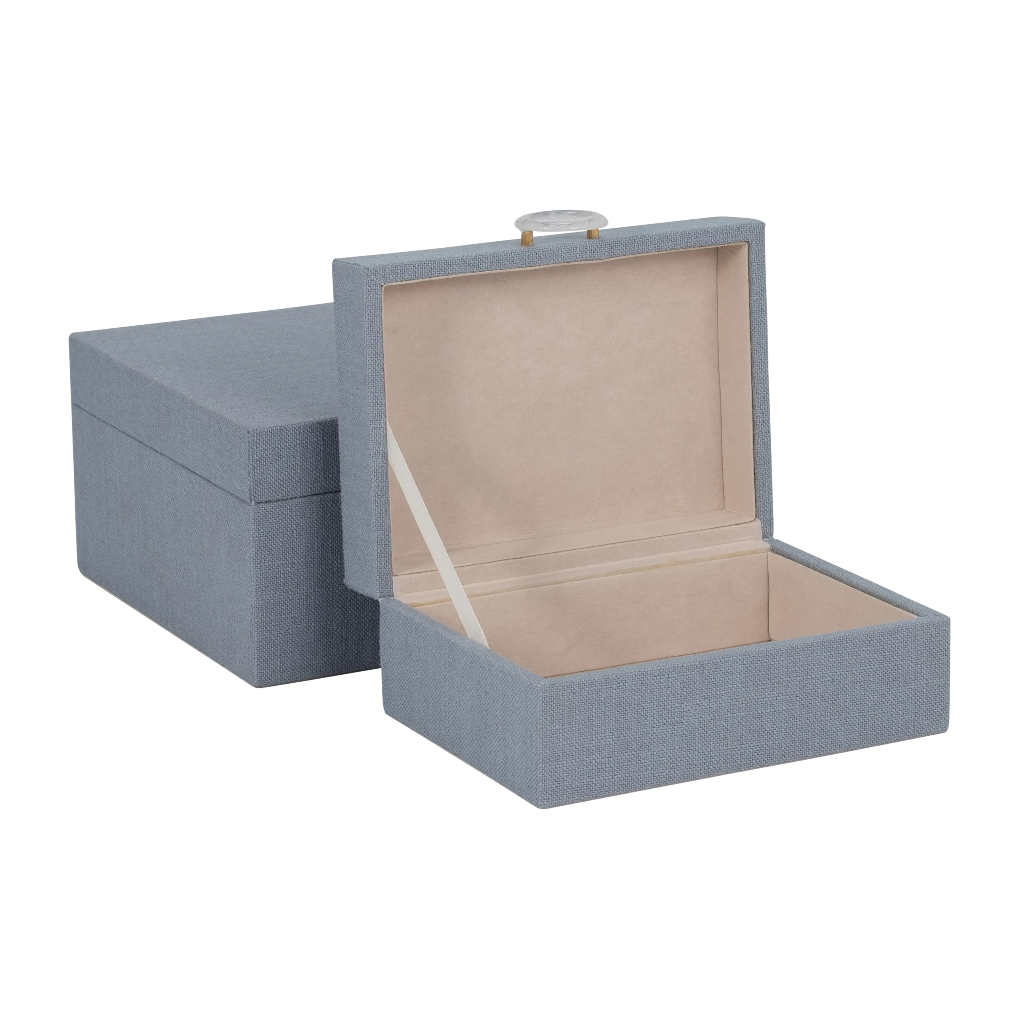 S/2 7/9" BOX W/ RING DETAIL, DENIM BLUE