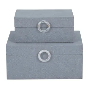 S/2 7/9" BOX W/ RING DETAIL, DENIM BLUE
