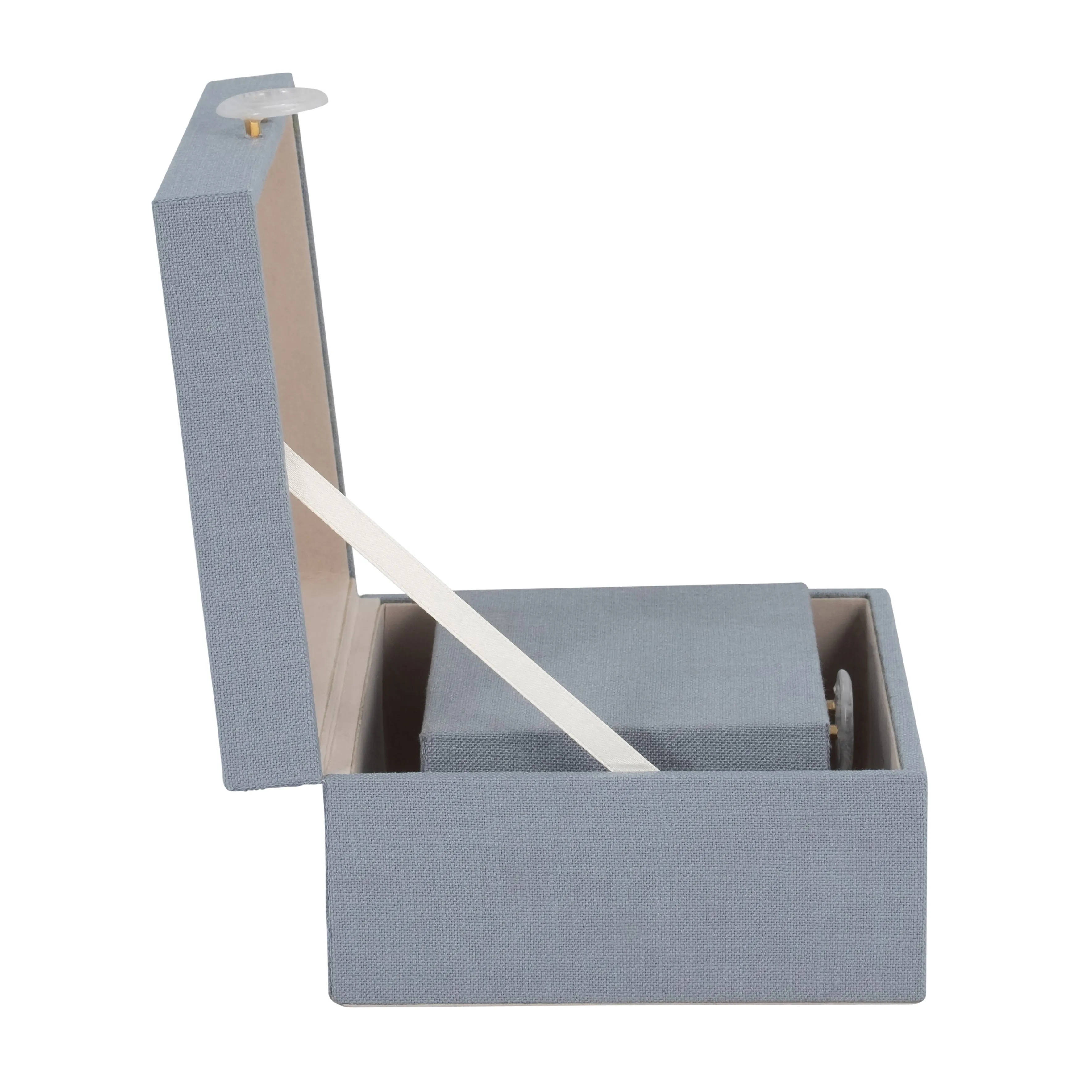 S/2 7/9" BOX W/ RING DETAIL, DENIM BLUE