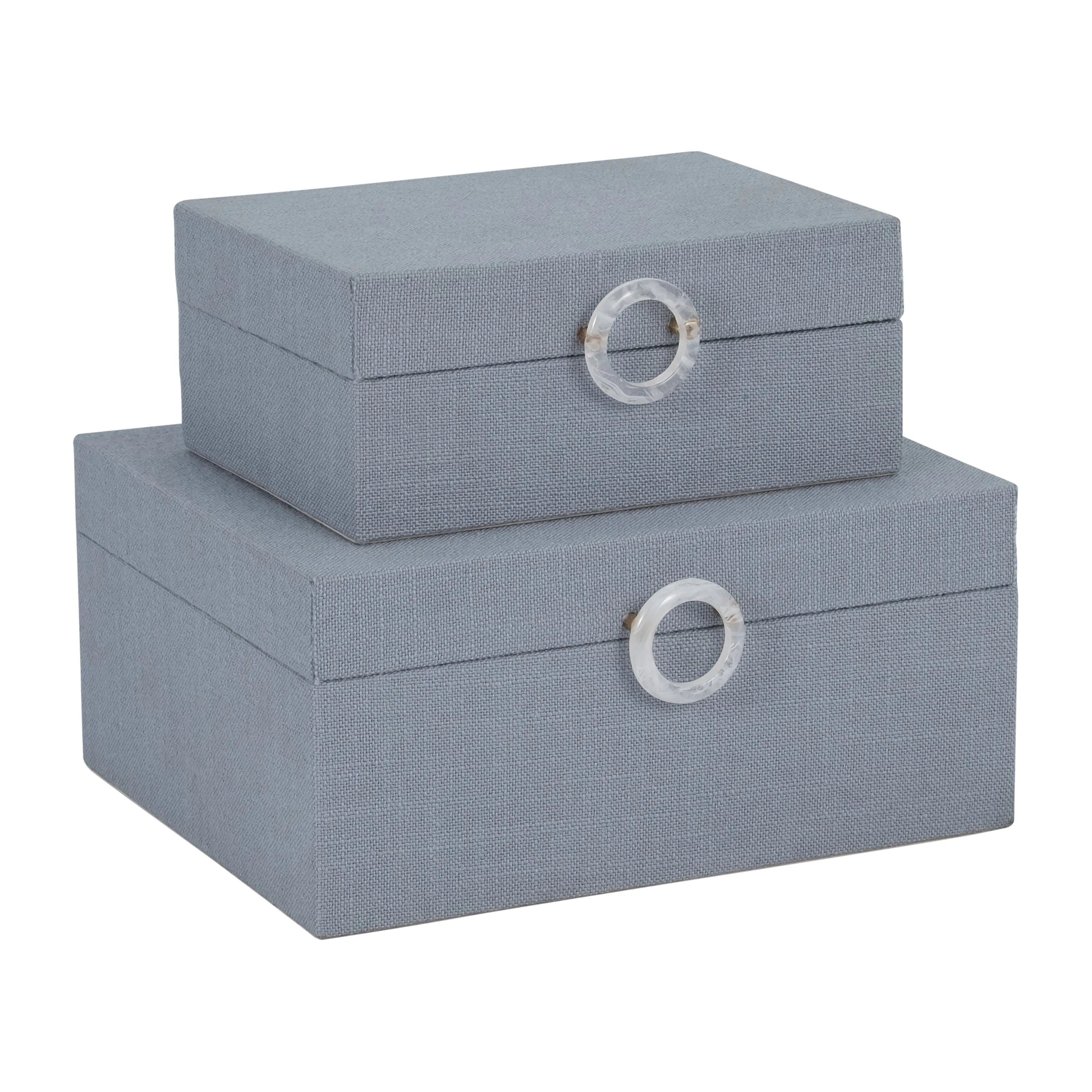 S/2 7/9" BOX W/ RING DETAIL, DENIM BLUE