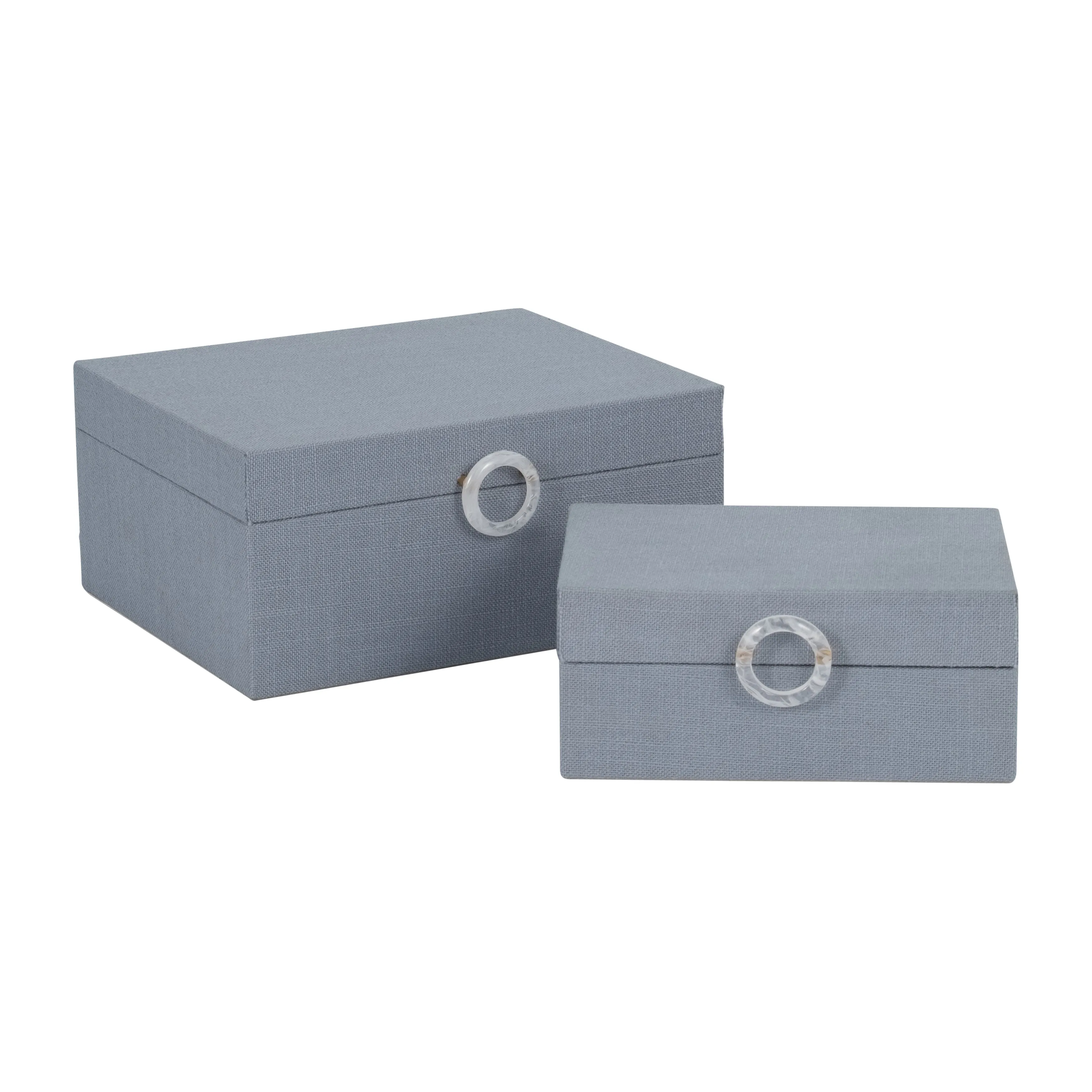 S/2 7/9" BOX W/ RING DETAIL, DENIM BLUE