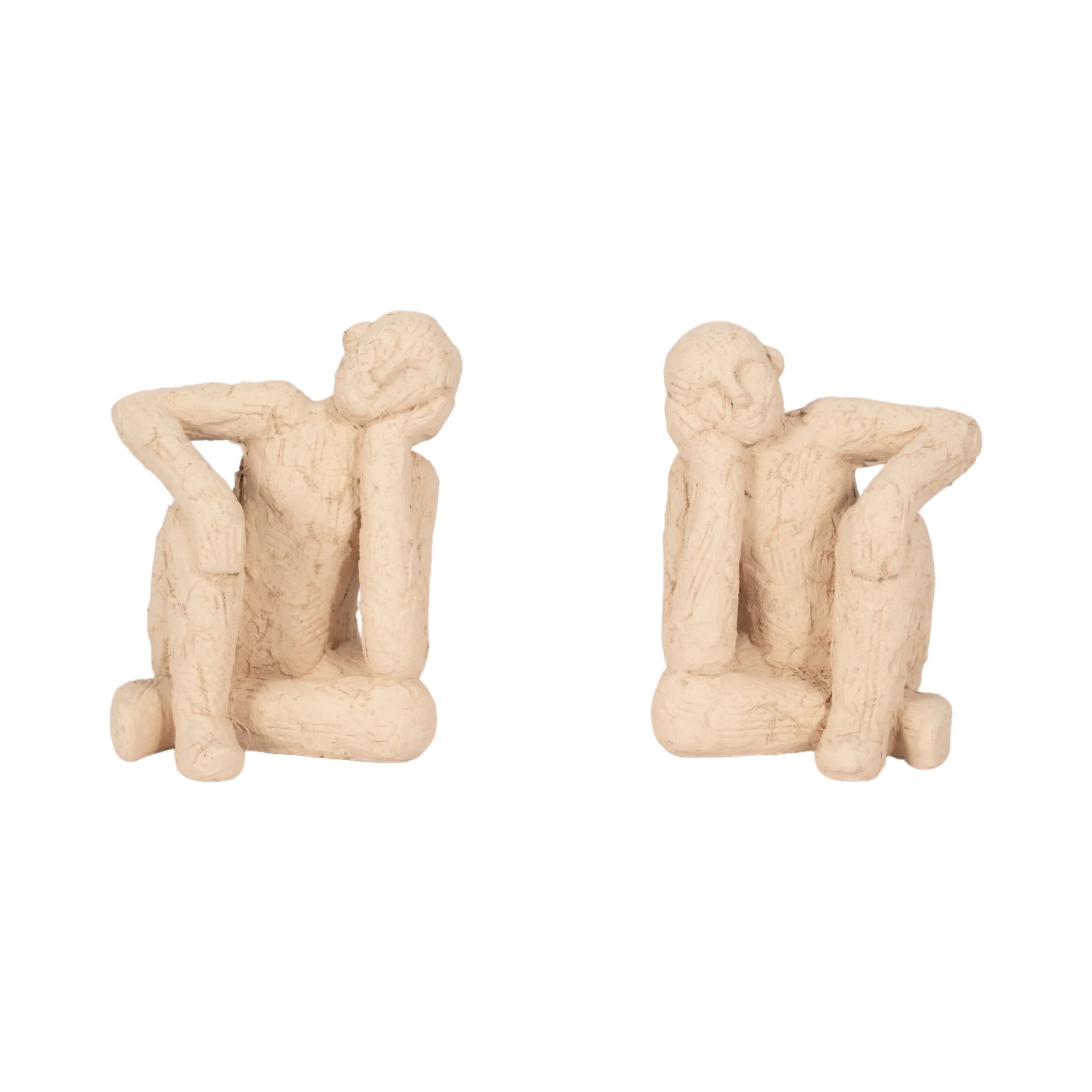 S/2 7" Thinking Man Bookends, Tan