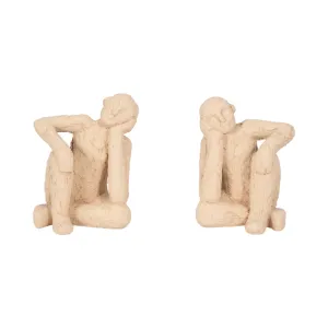 S/2 7" Thinking Man Bookends, Tan