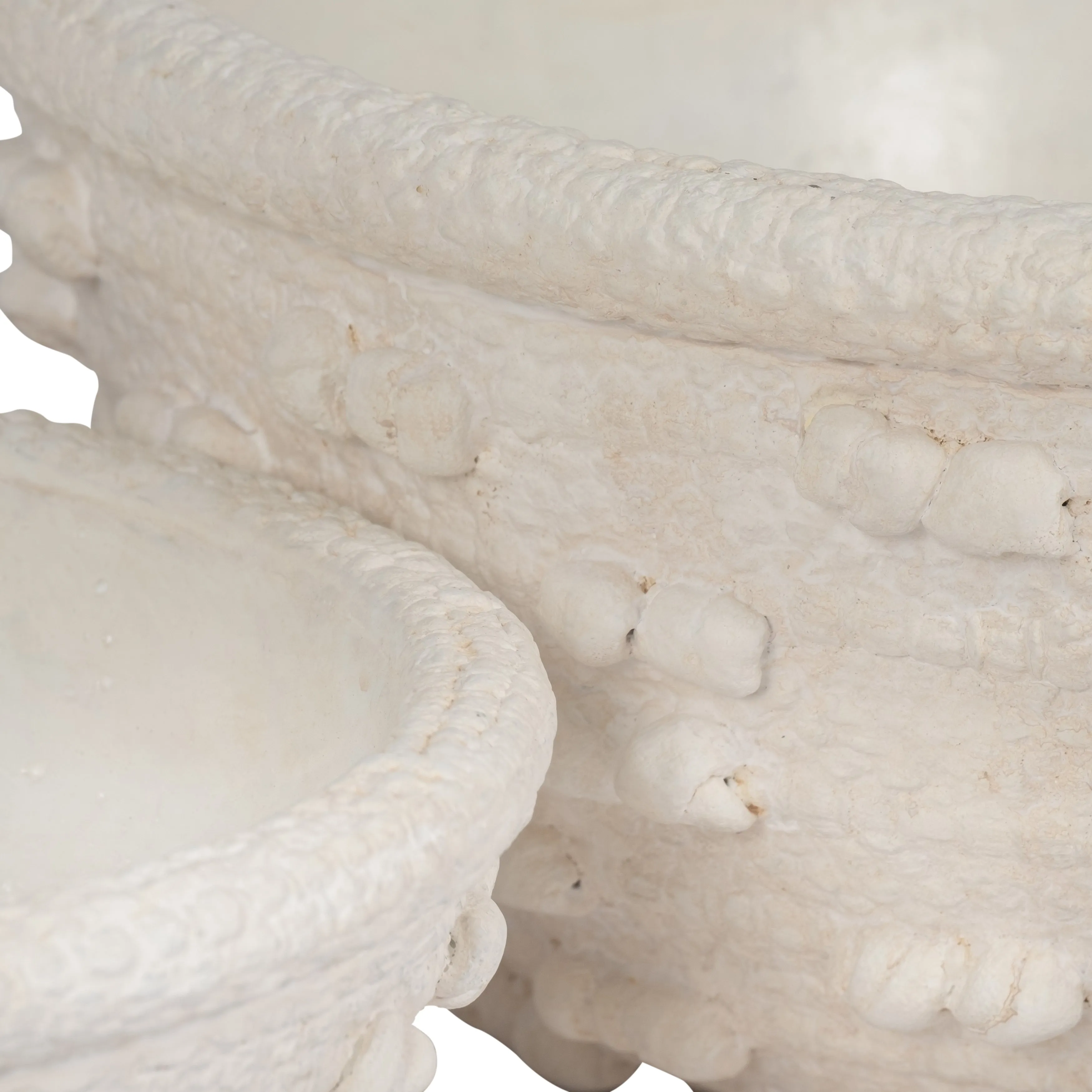 S/2 8/12" Textured Knobby Knot Bowls, White