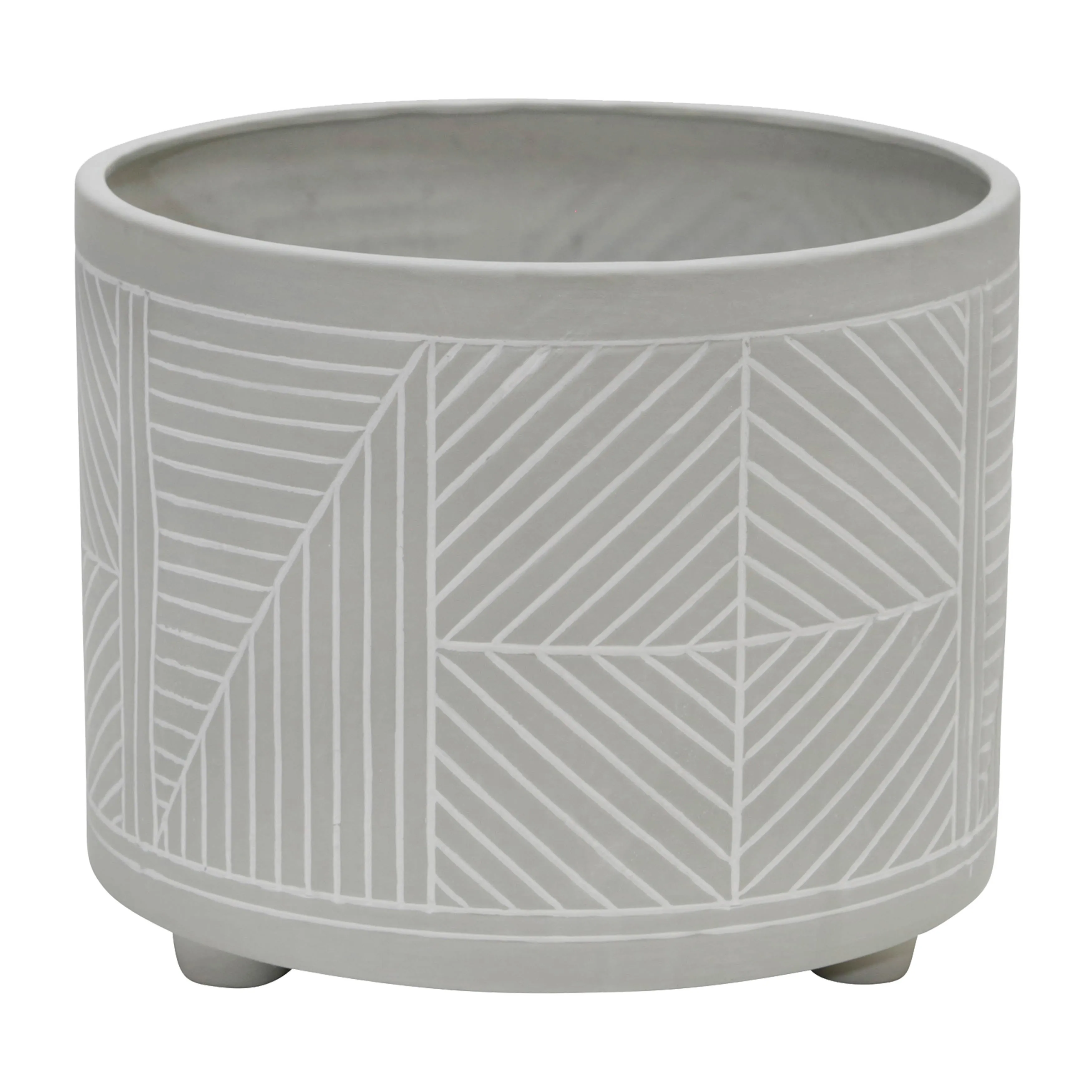 S/2 CERAMIC DIAMOND FOOTED PLANTER 10/12", GRAY