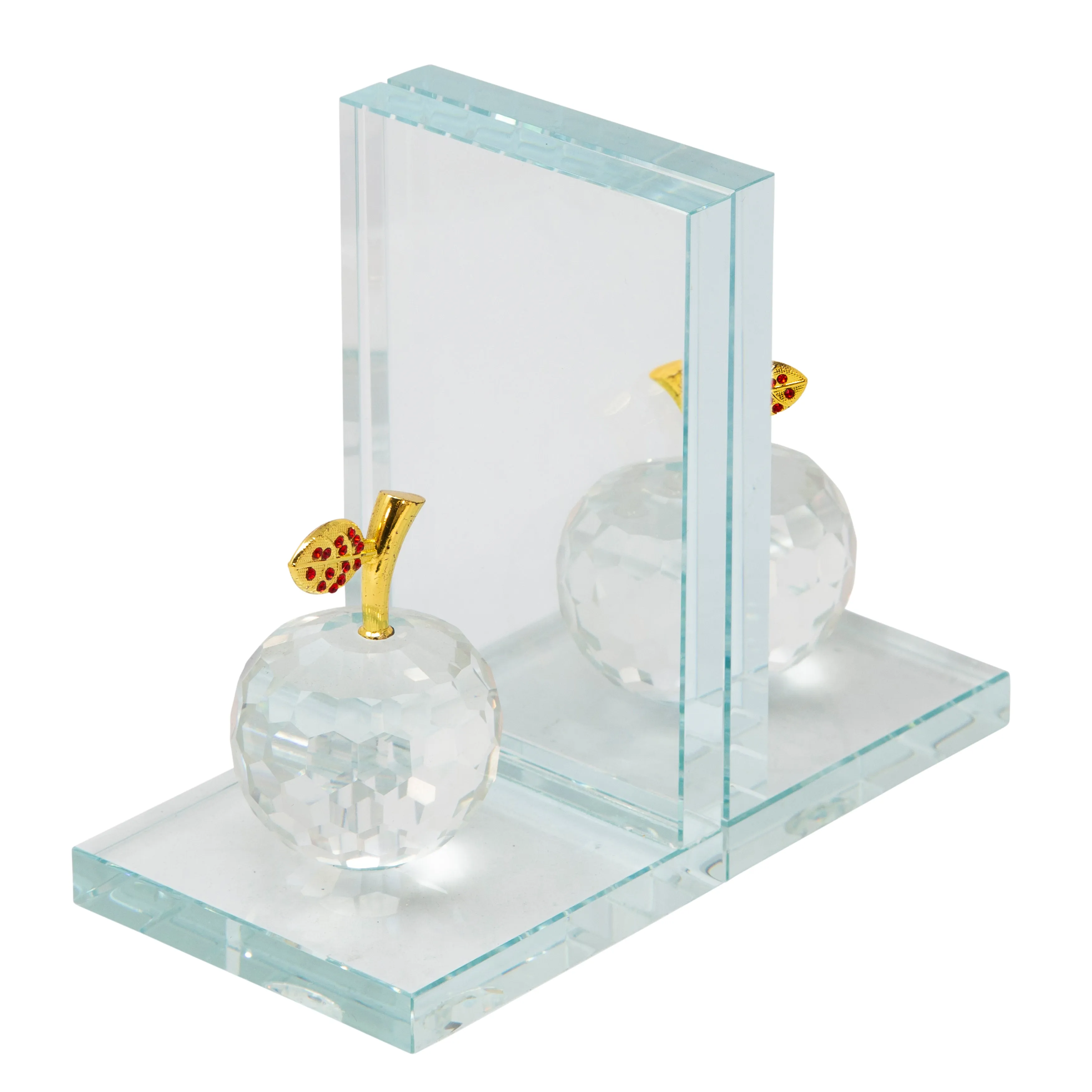 S/2 CRYSTAL APPLE BOOKENDS, CLEAR