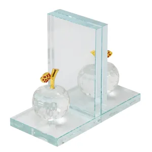 S/2 CRYSTAL APPLE BOOKENDS, CLEAR