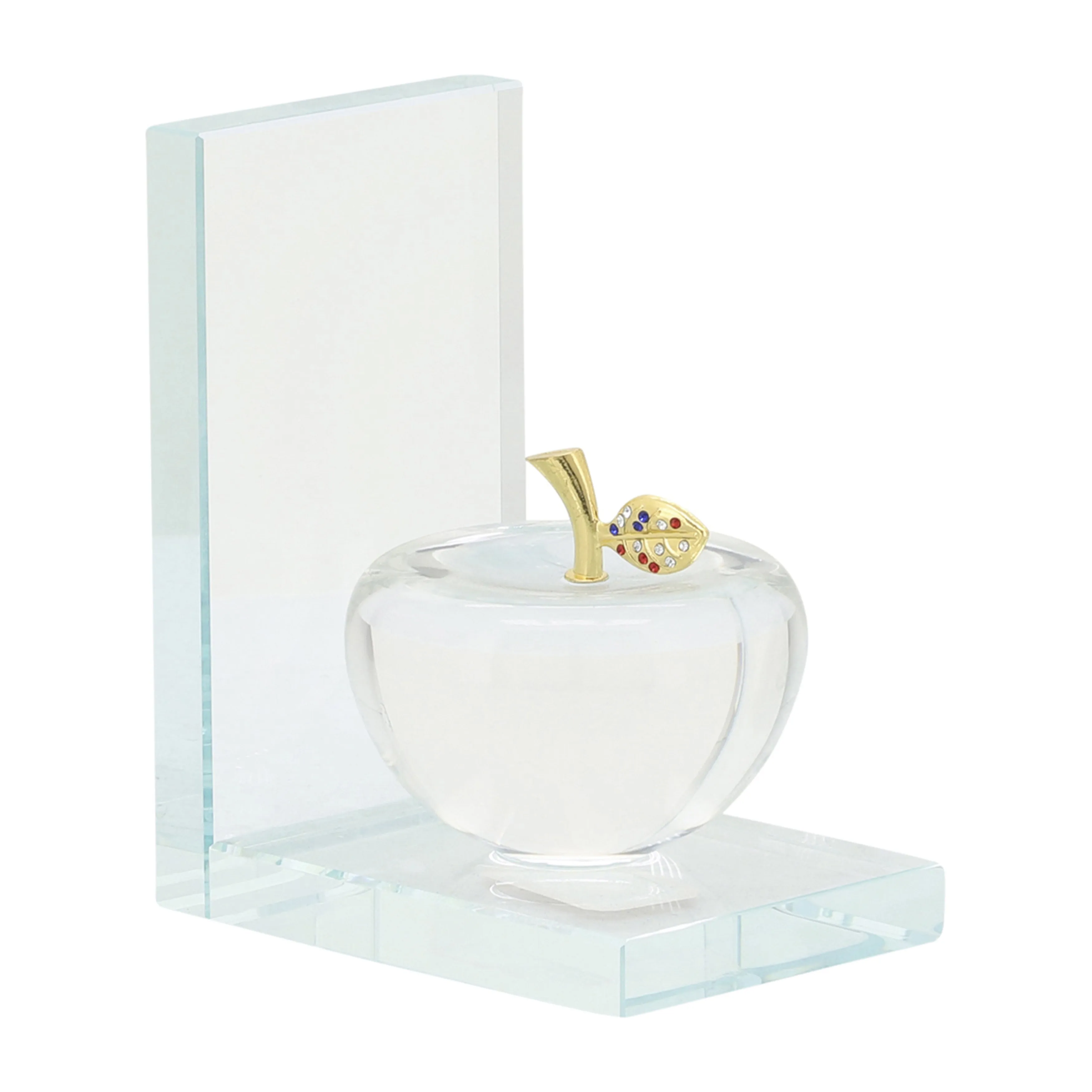 S/2 CRYSTAL APPLE BOOKENDS, CLEAR