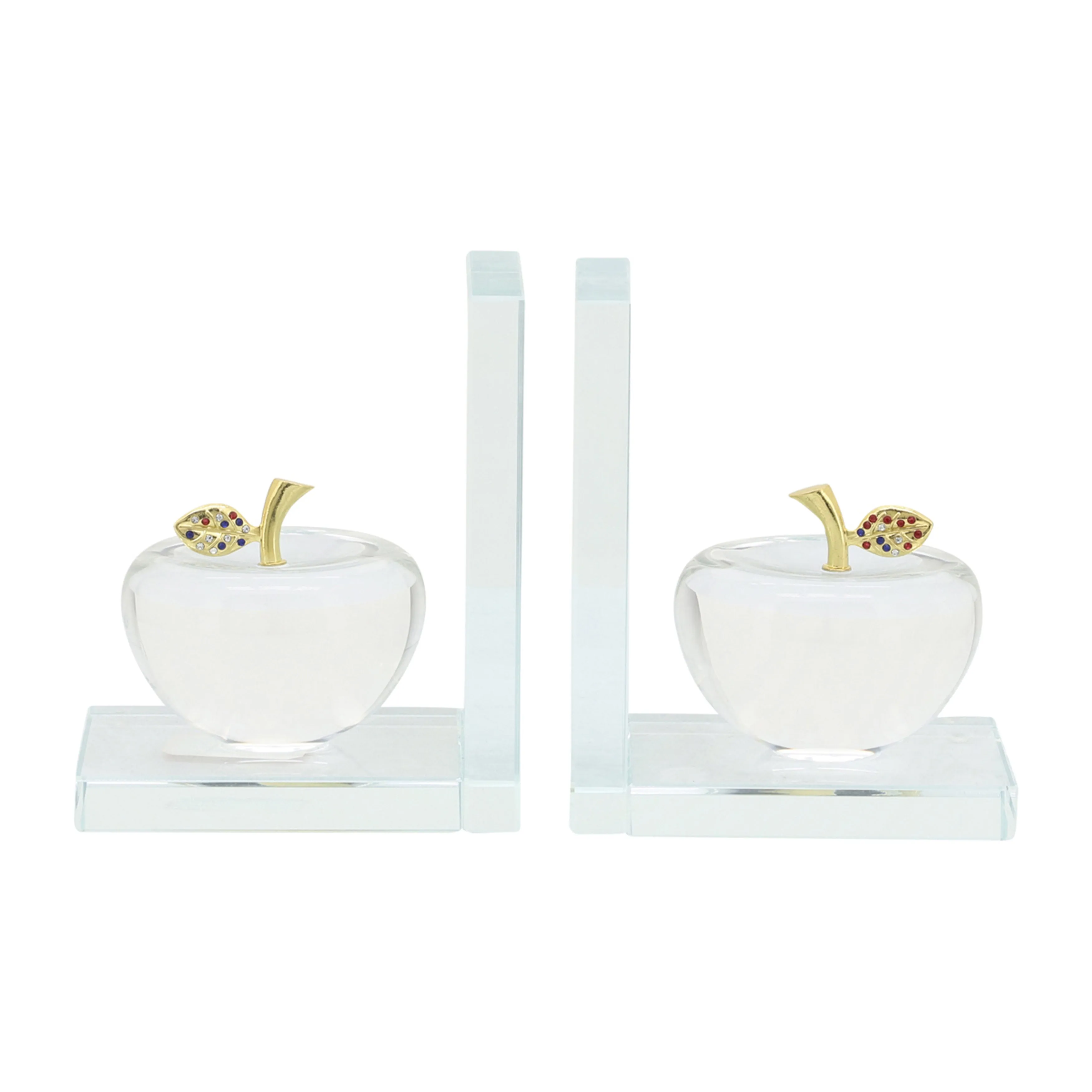 S/2 CRYSTAL APPLE BOOKENDS, CLEAR