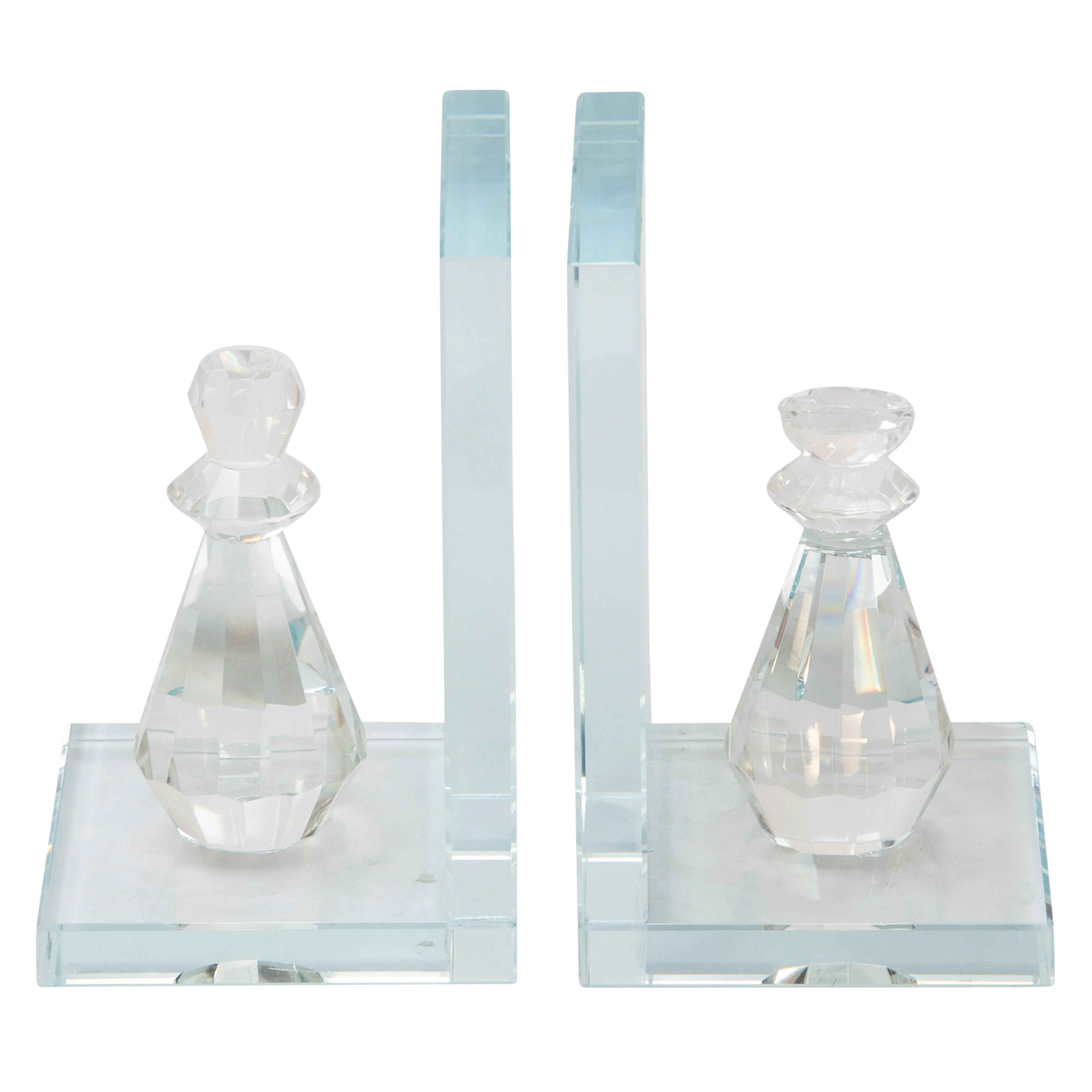 S/2 CRYSTAL CHESS PIECE BOOKENDS, CLEAR