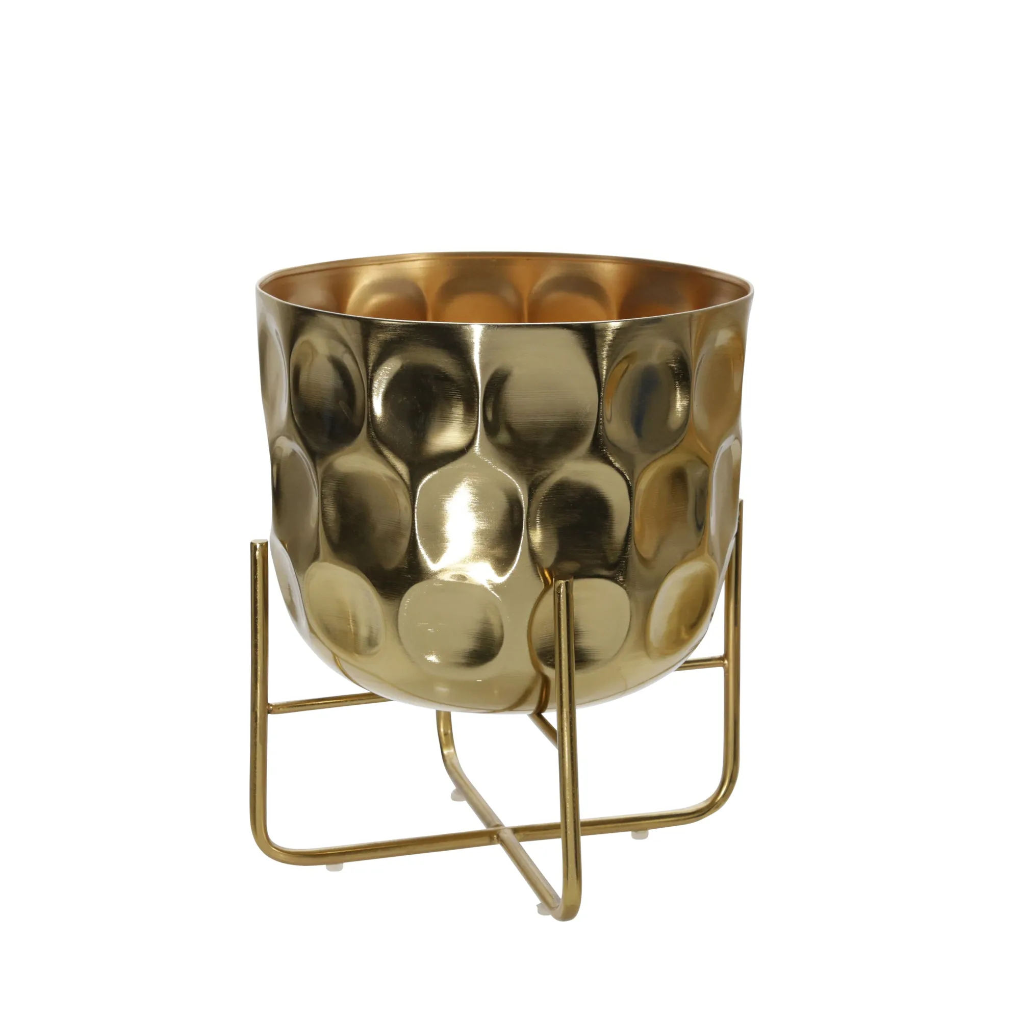 S/2 METAL 12/15" HAMMERED PLANTER, GOLD