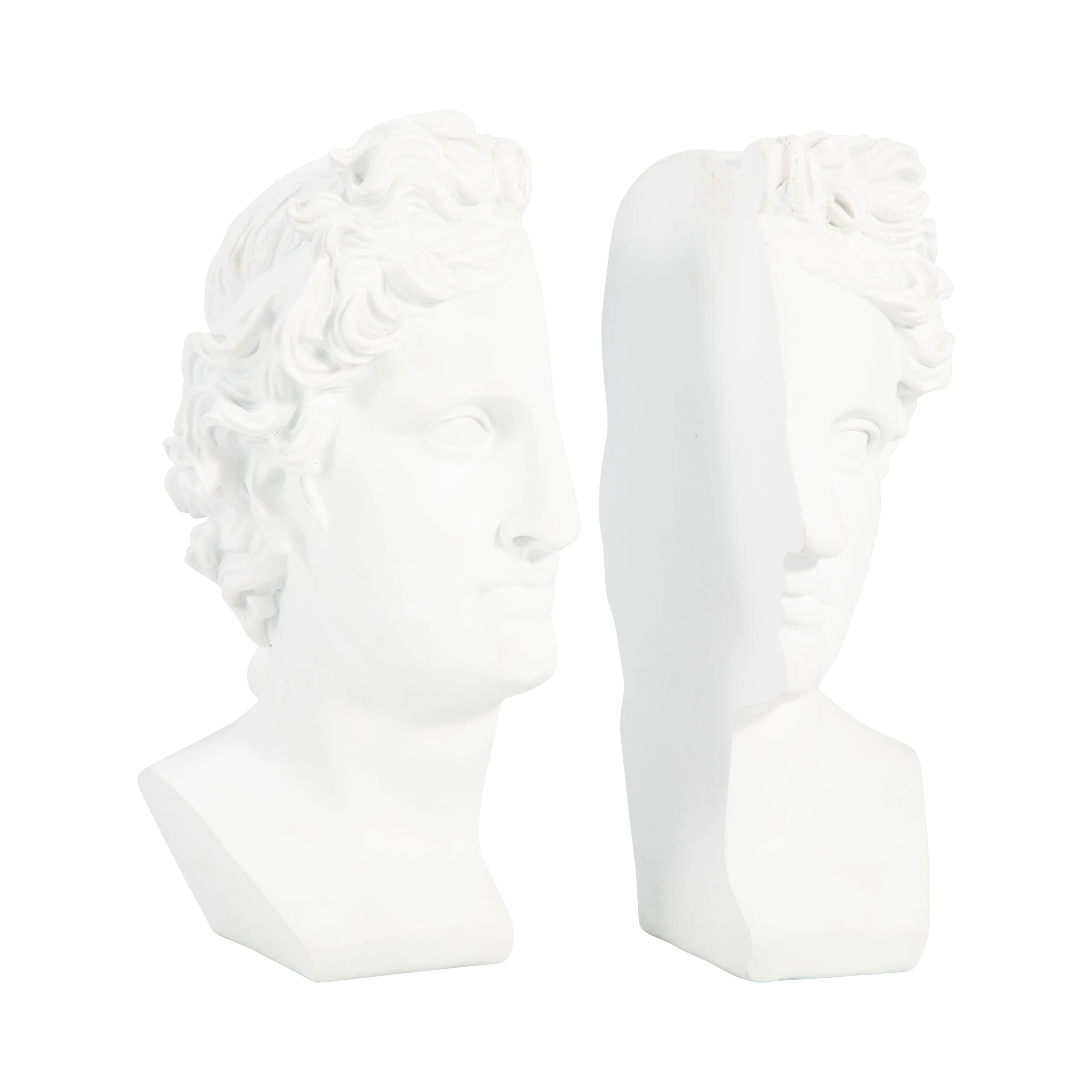 S/2 Resin, 9" Greek Goddess Bookends, White