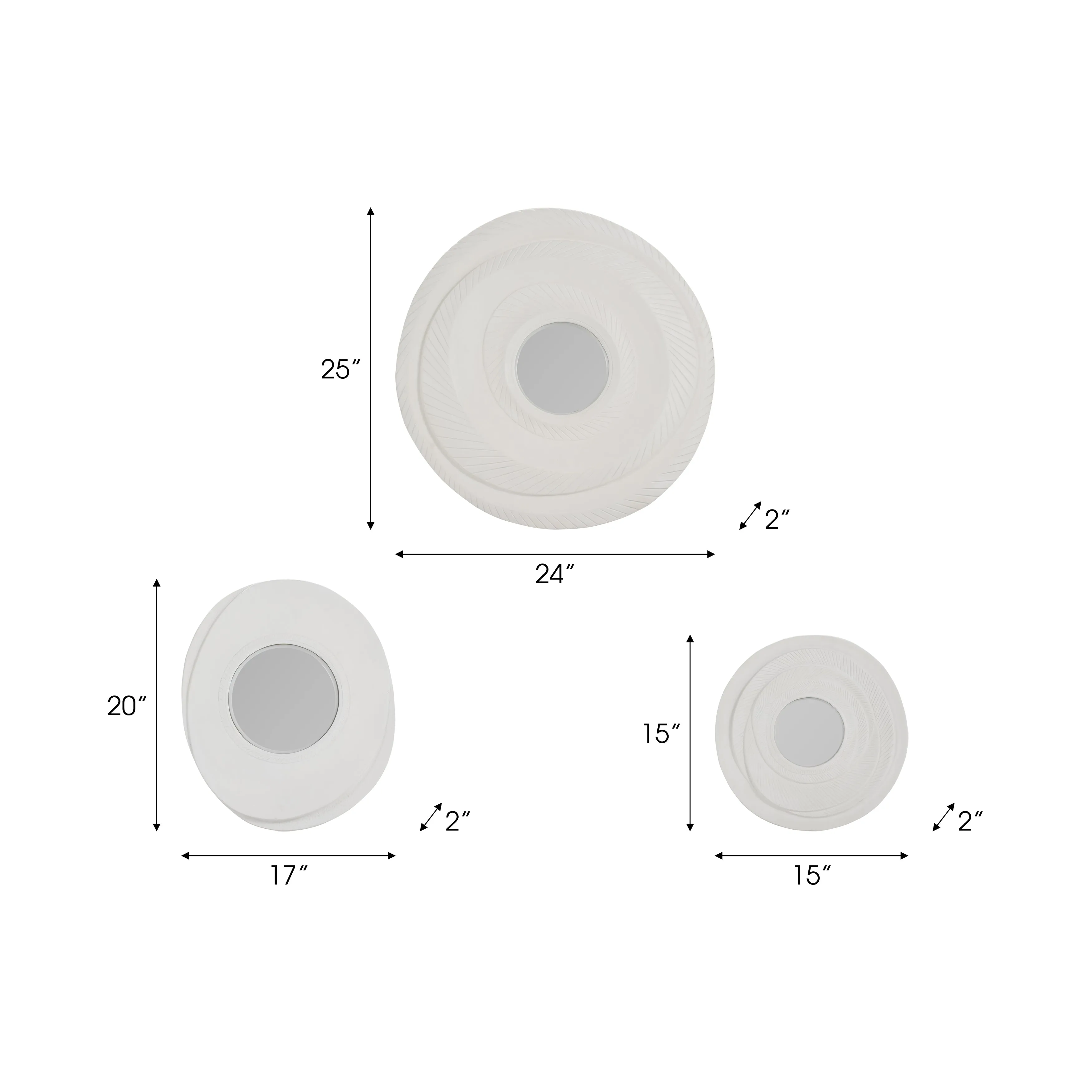S/3 15/17/24" CRESCENDO DIMENSIONAL CONVEX MIRROR