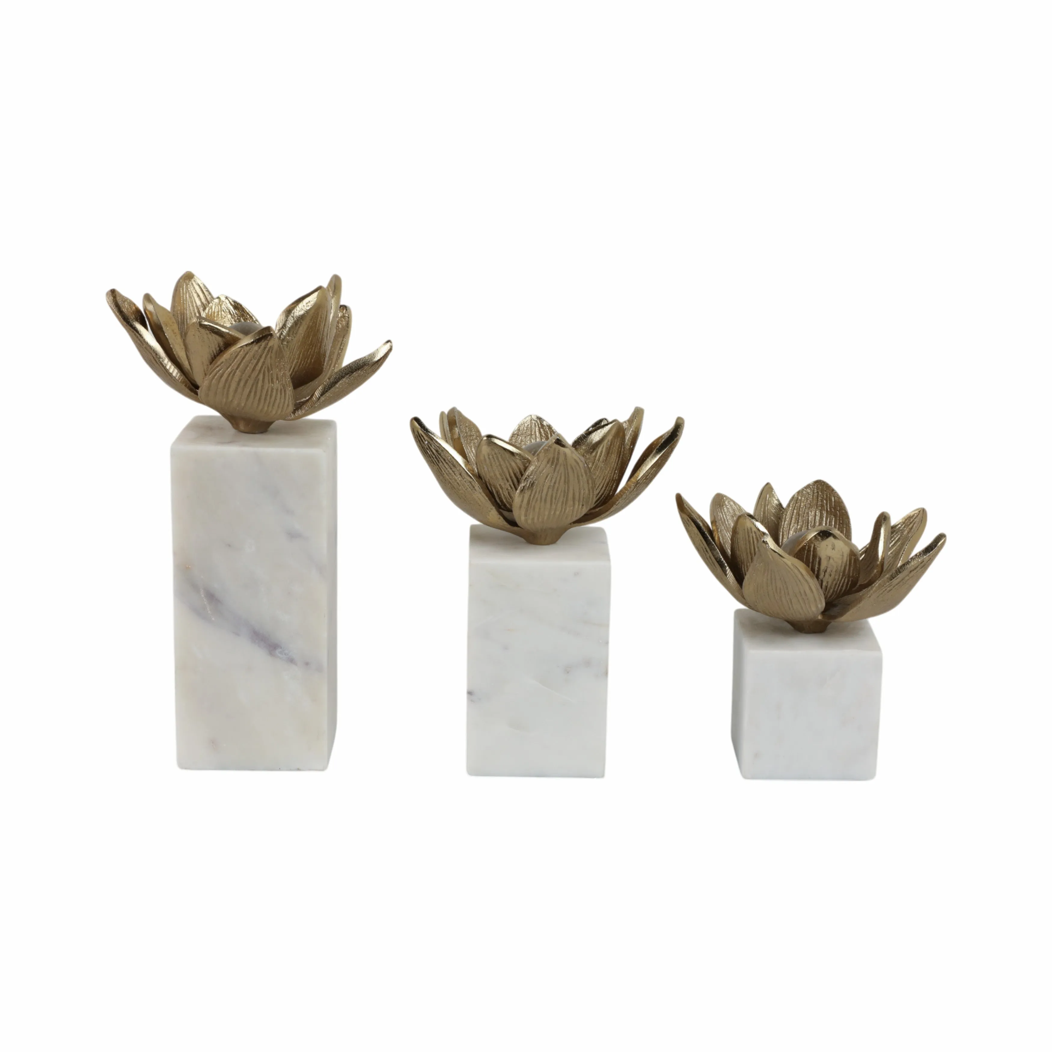 S/3 6/7/10" Darby Champagne Flower Statuary With M