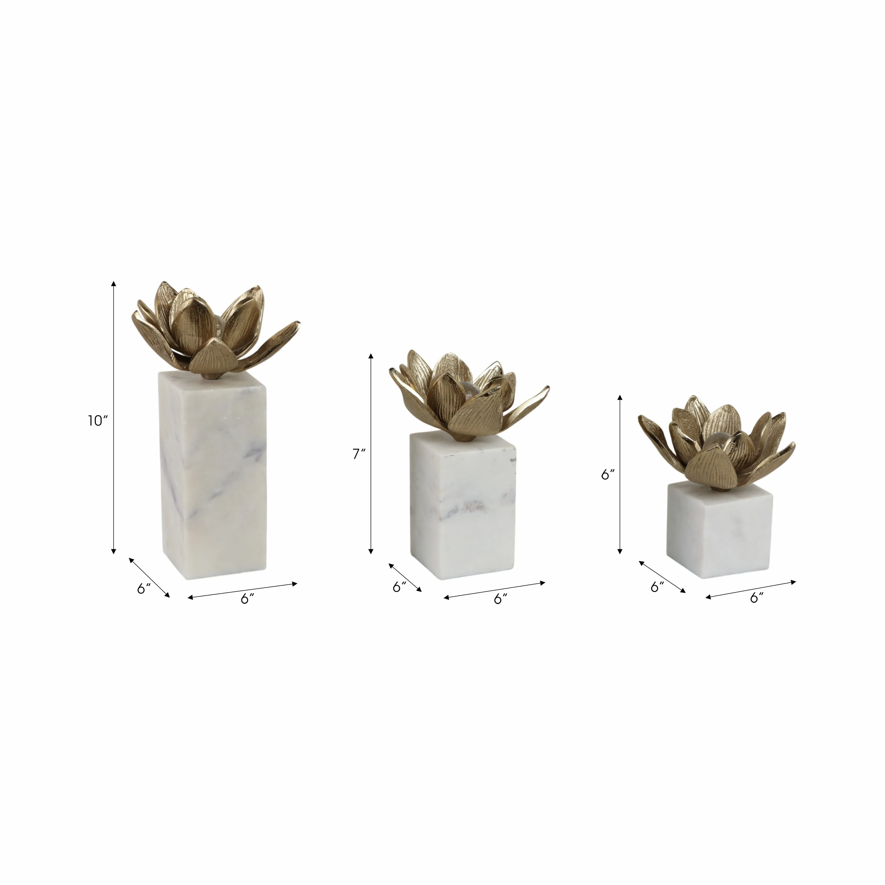 S/3 6/7/10" Darby Champagne Flower Statuary With M