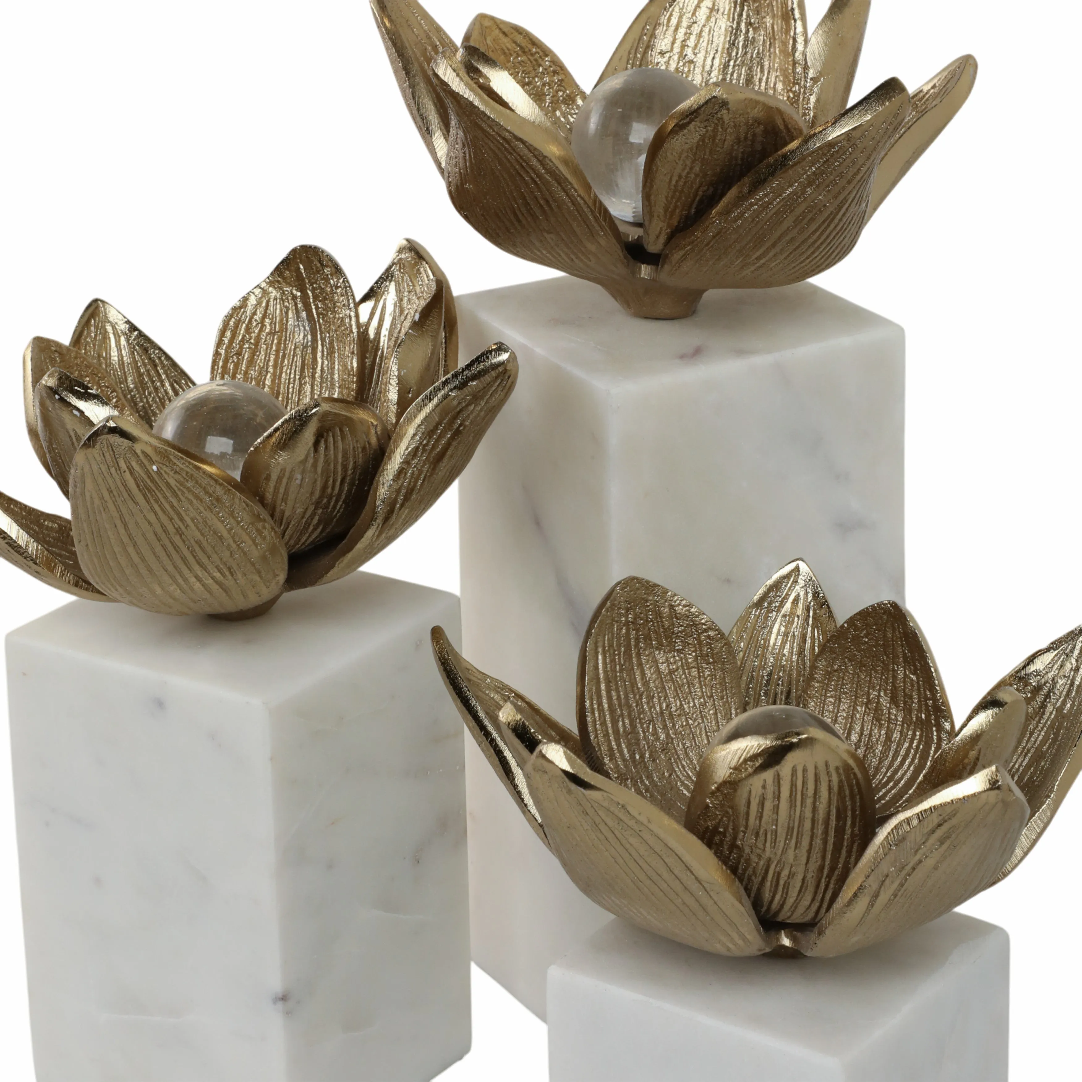S/3 6/7/10" Darby Champagne Flower Statuary With M