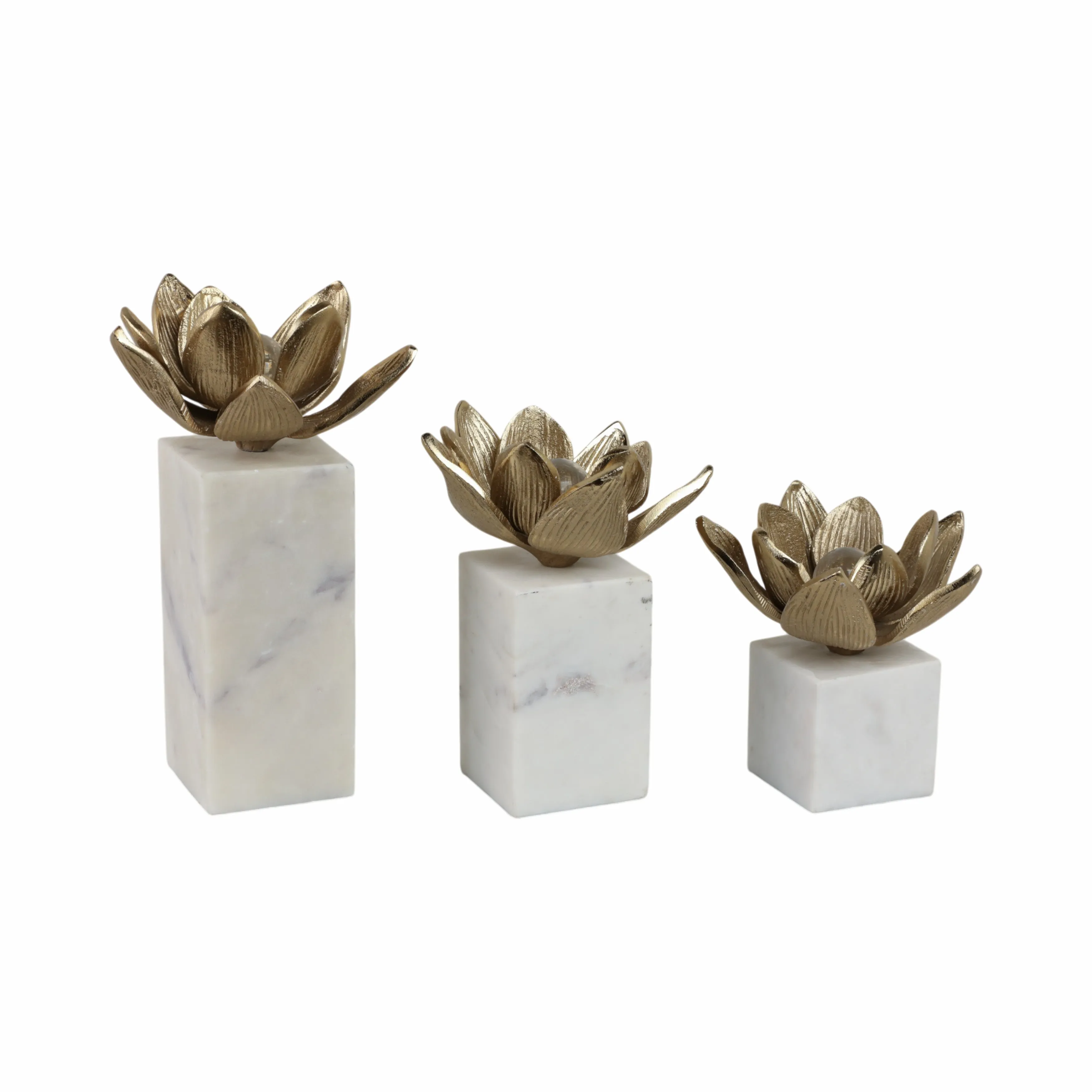 S/3 6/7/10" Darby Champagne Flower Statuary With M