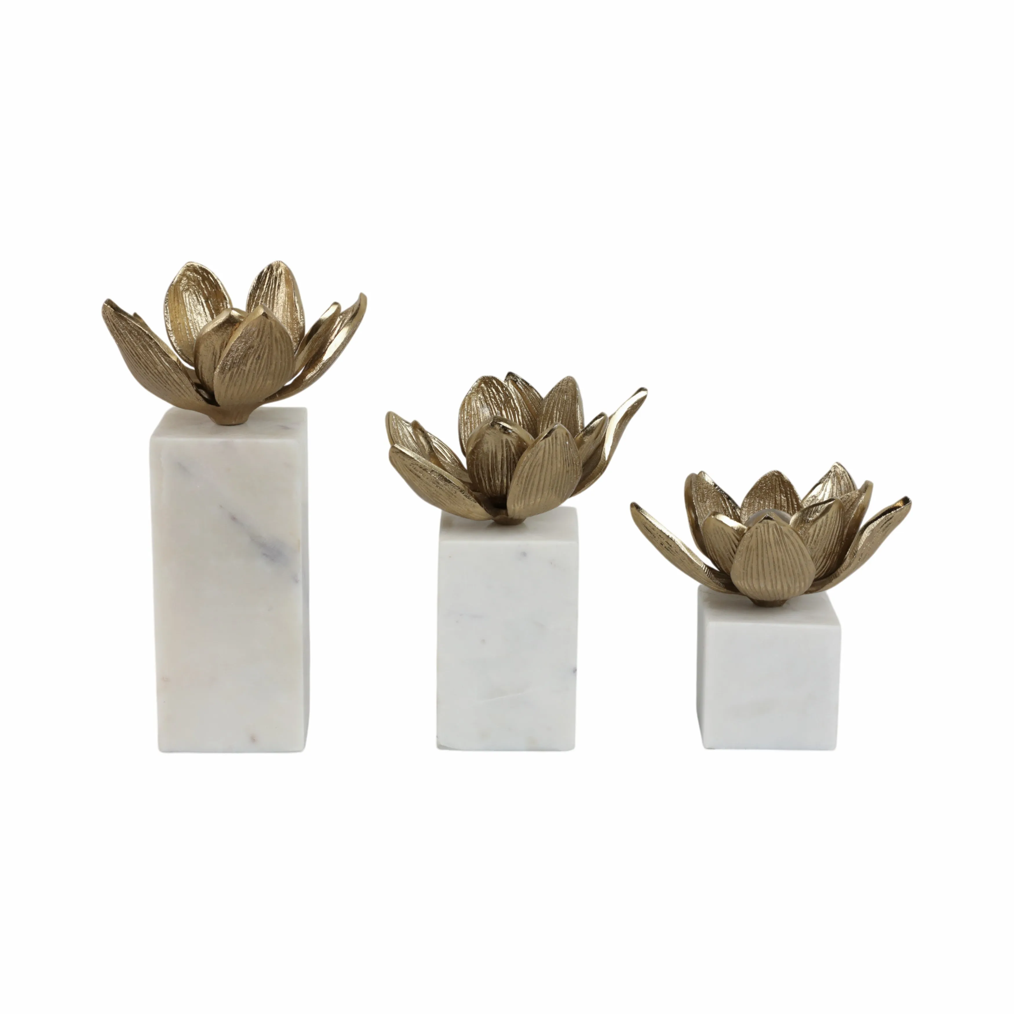S/3 6/7/10" Darby Champagne Flower Statuary With M