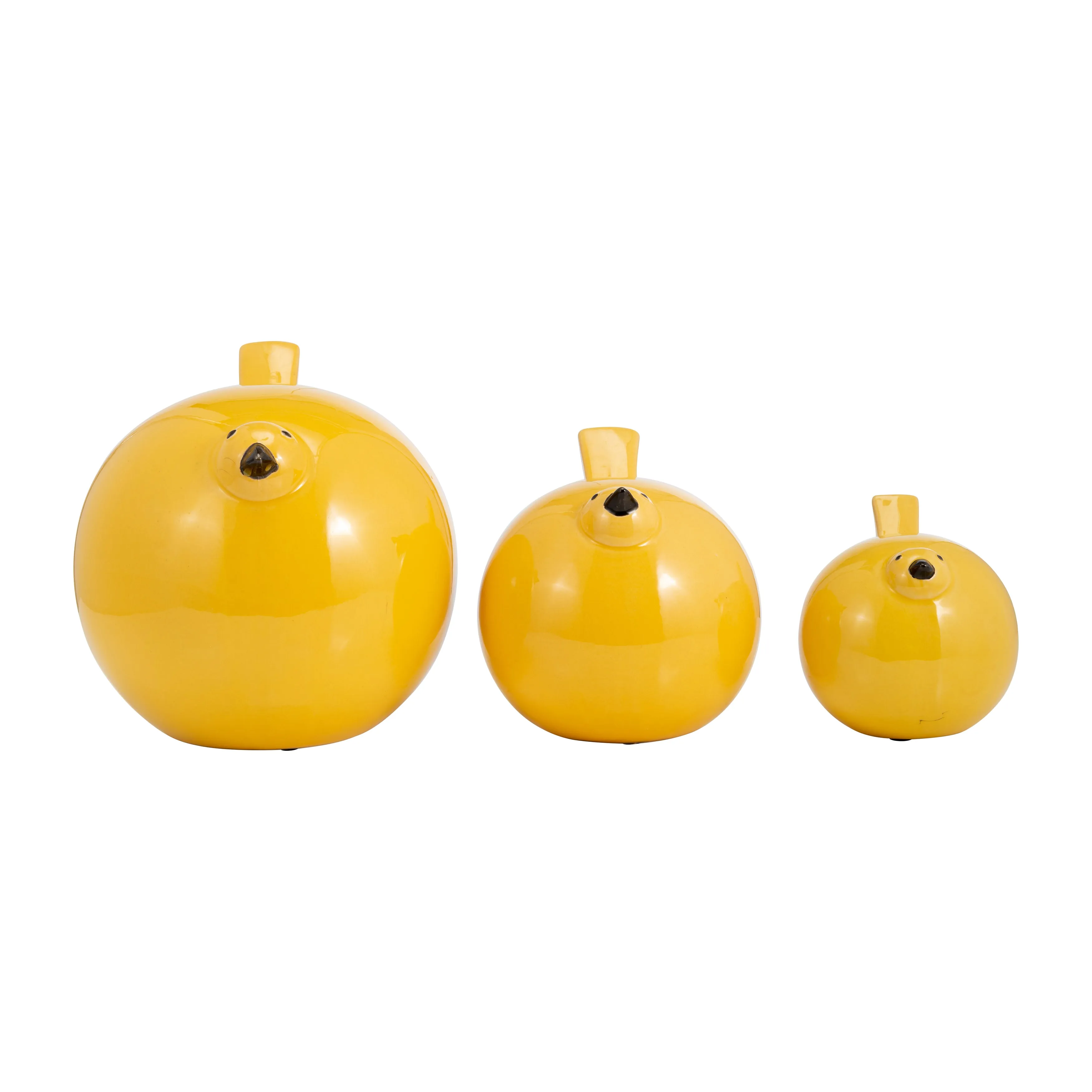 S/3 CERAMIC BIRDS 7.5", YELLOW