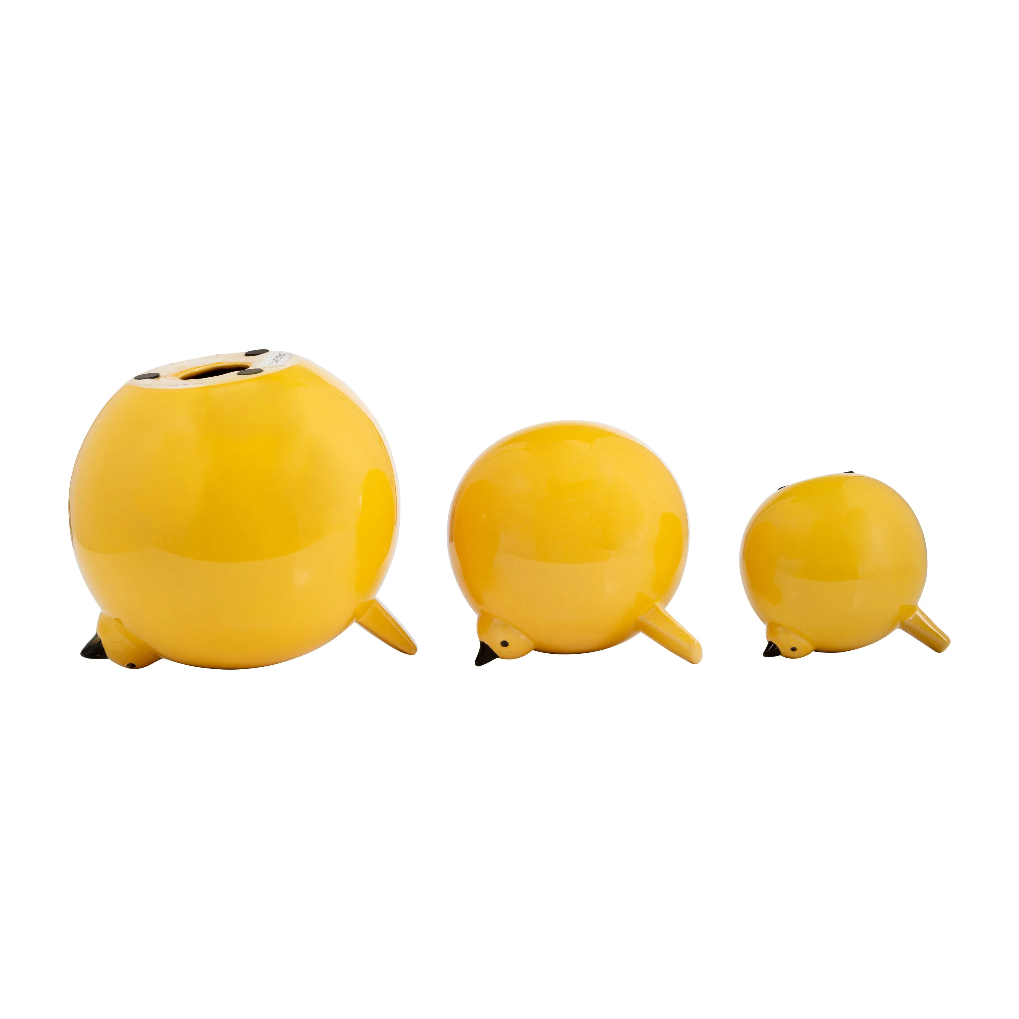 S/3 CERAMIC BIRDS 7.5", YELLOW