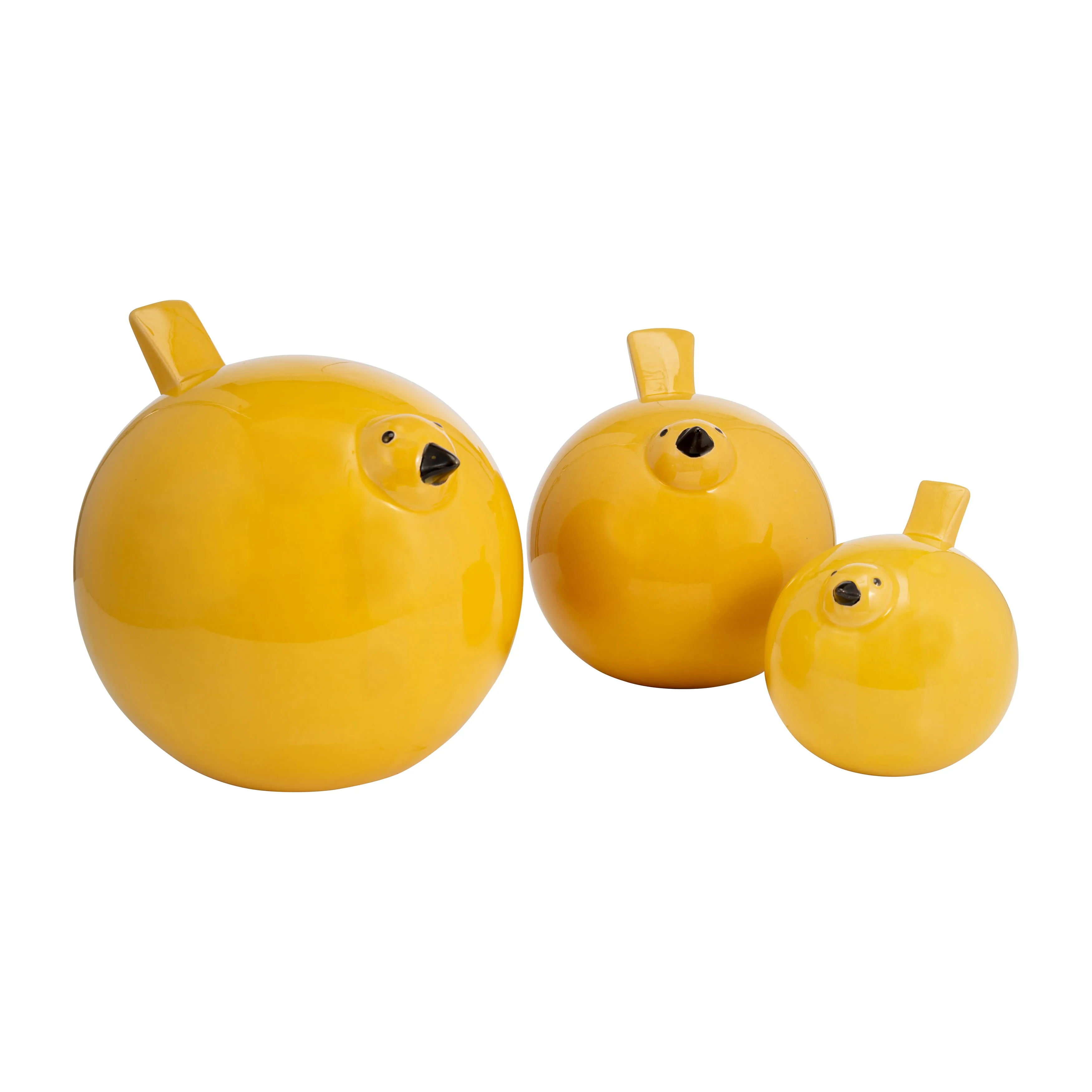 S/3 CERAMIC BIRDS 7.5", YELLOW