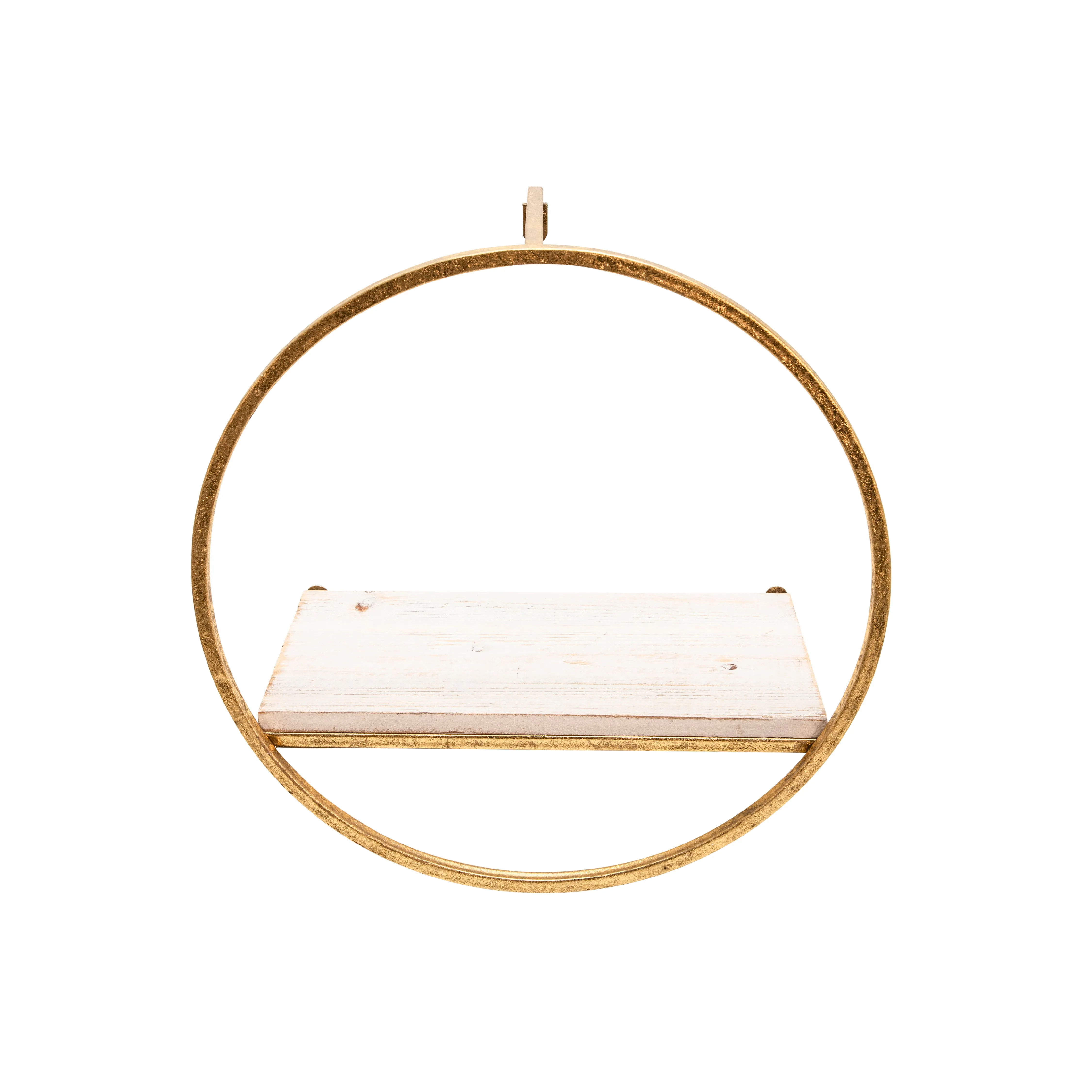 S/3 METAL & WOOD WALL SHELVES, GOLD/WHITE