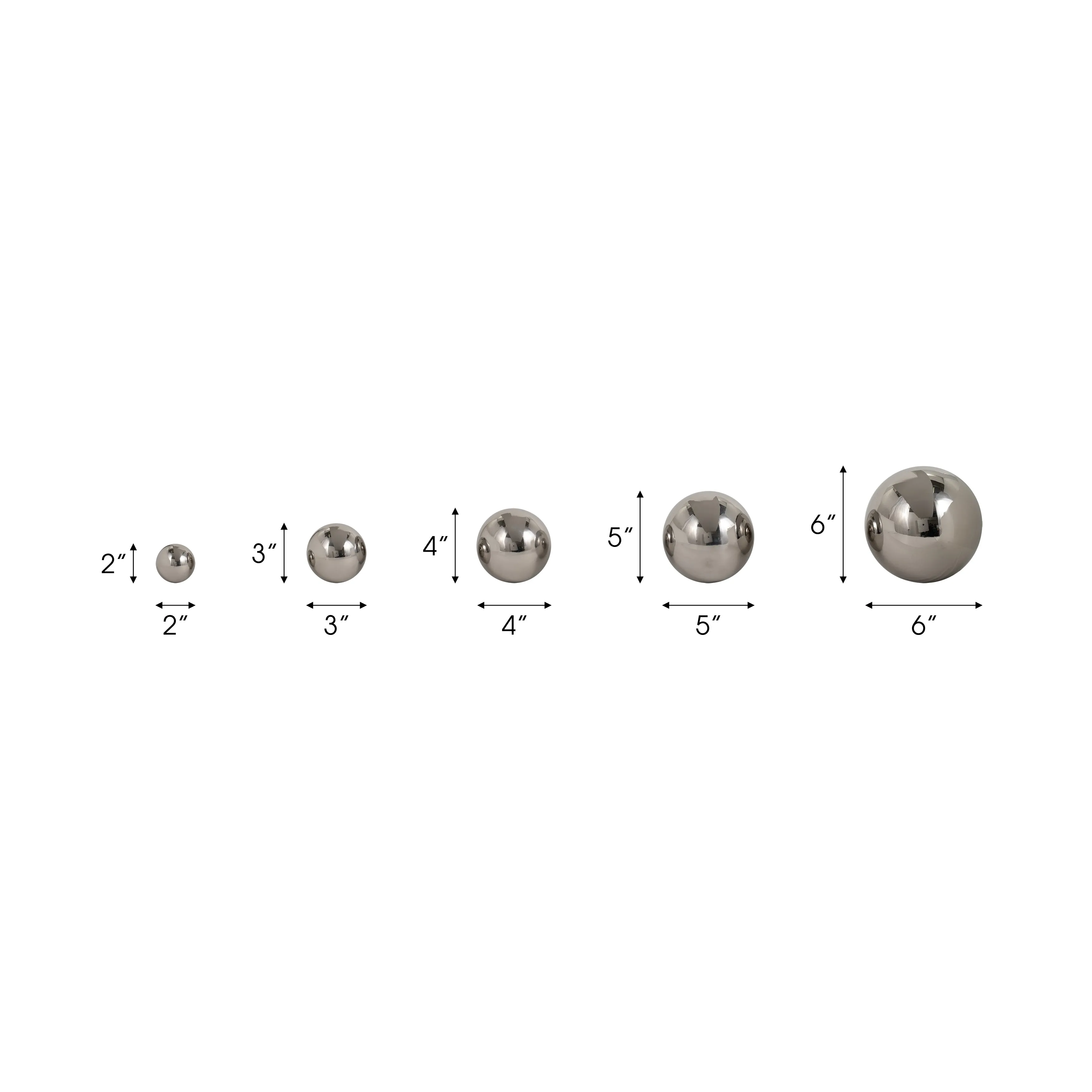 S/5 2/3/4/5/6" ADAGIO STEEL SPHERES DECO BALLS,