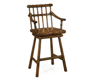 Sherwood Oak Collection - Rustic Dark Oak Arm Bar Stool