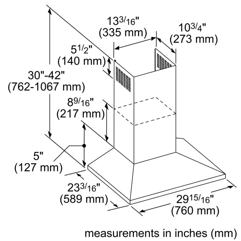 Thermador HMCB30WS 30-Inch Masterpiece? Pyramid Chimney Wall Hood With 600 Cfm