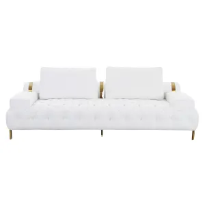 Tufting White 3 Seater Sofa