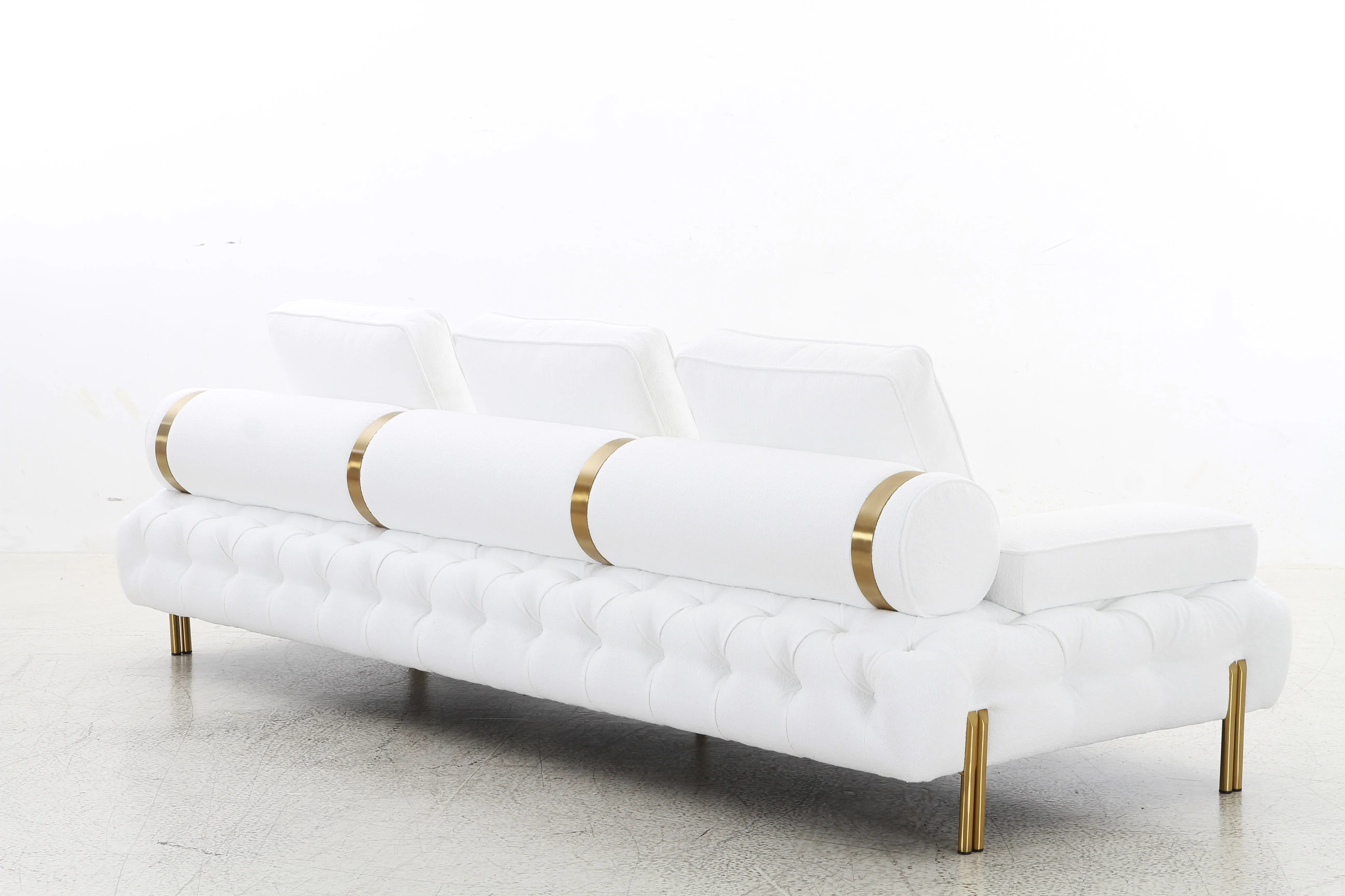 Tufting White 4 Seater Sofa