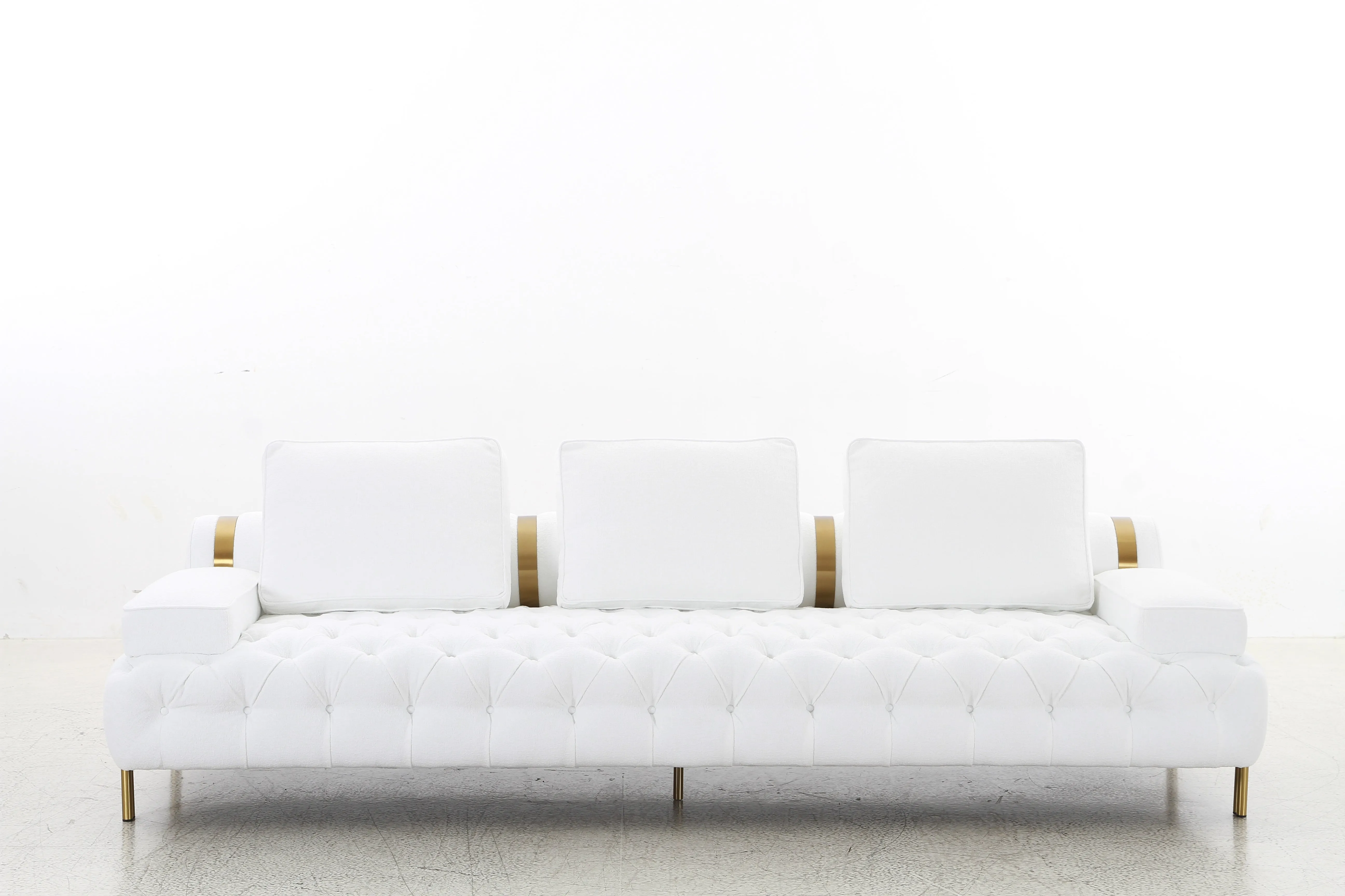 Tufting White 4 Seater Sofa