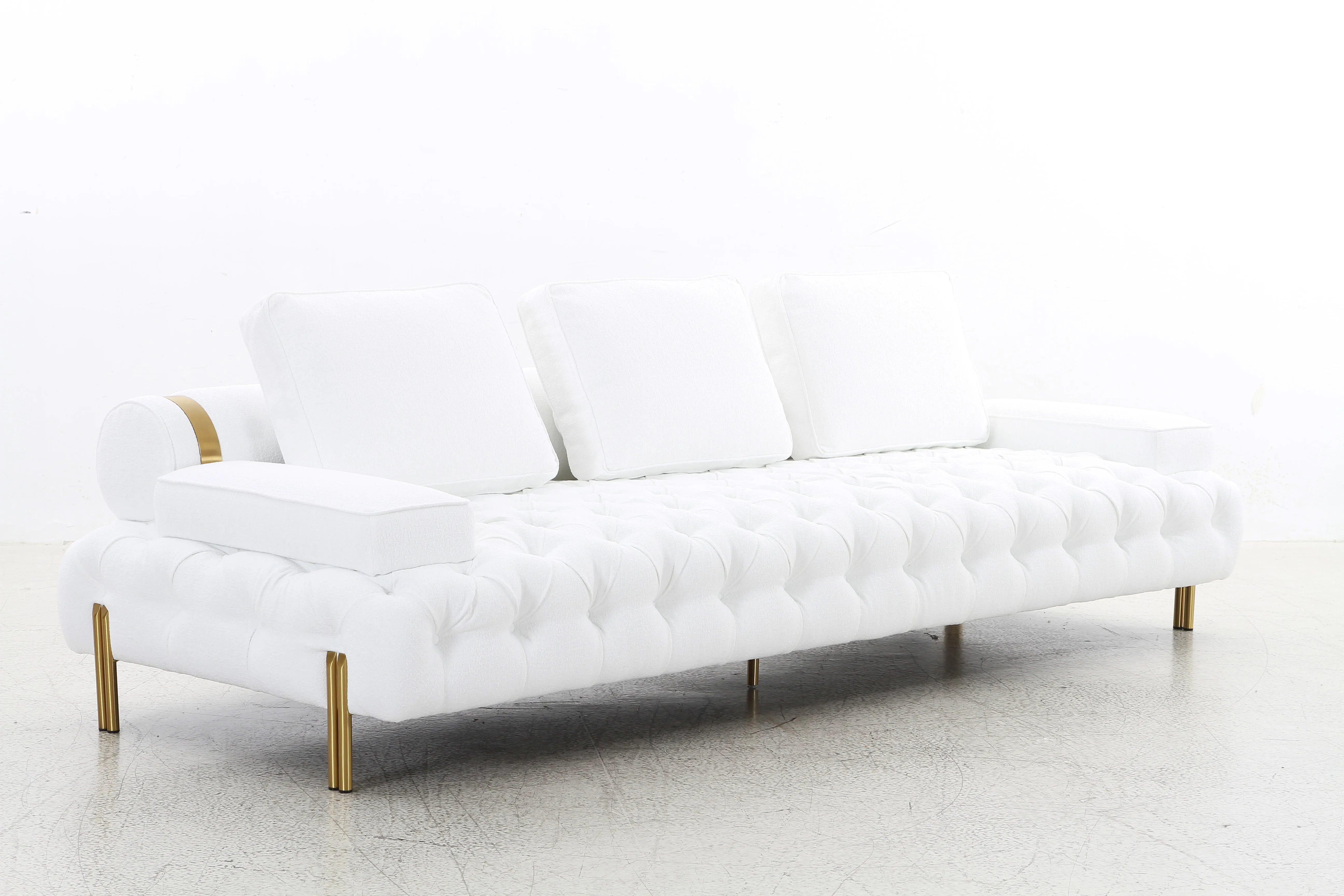 Tufting White 4 Seater Sofa
