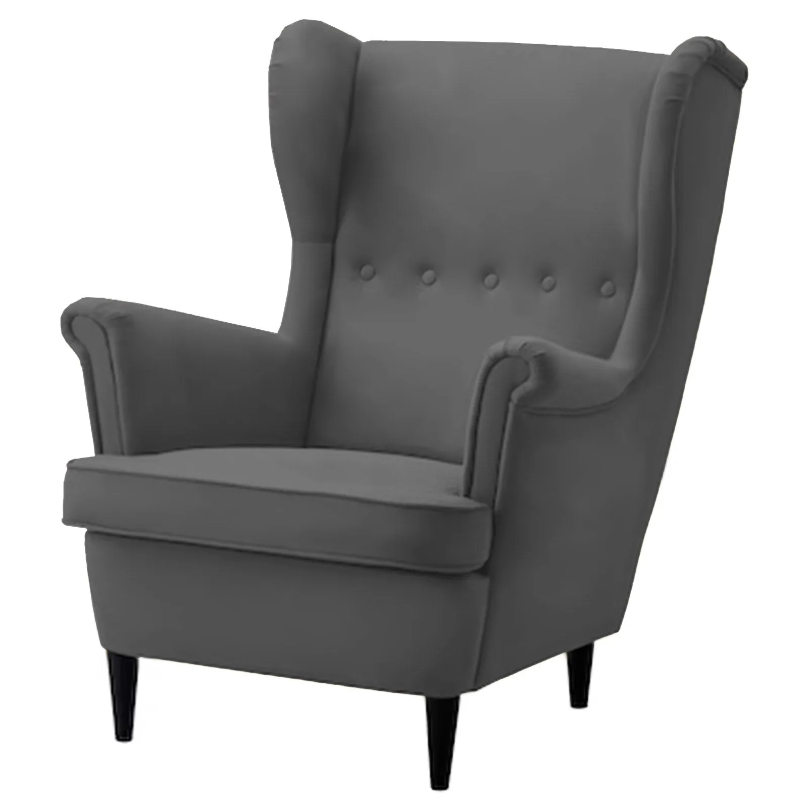 Velvet Chair king with Two Wings - Dark Gray - E3