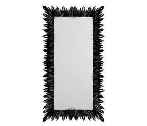 Versailles Collection - Black finish floor standing rectangular sunburst mirror