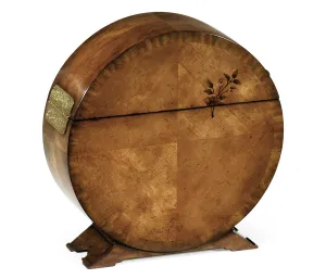 Versailles Collection - Circular Light Walnut & Floral Inlay Placemat Box
