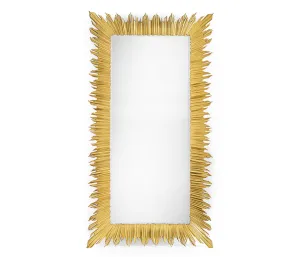 Versailles Collection - Gilded floor standing rectangular sunburst mirror