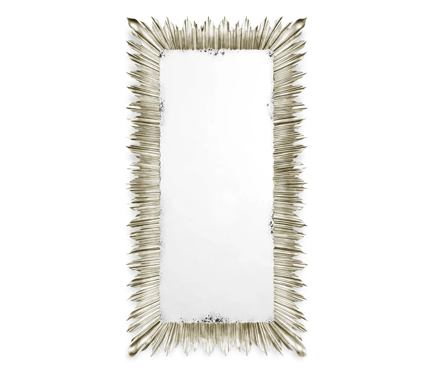 Versailles Collection - Silvered floor standing rectangular sunburst mirror