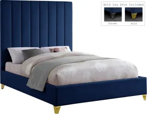 Via Navy Velvet Full Bed