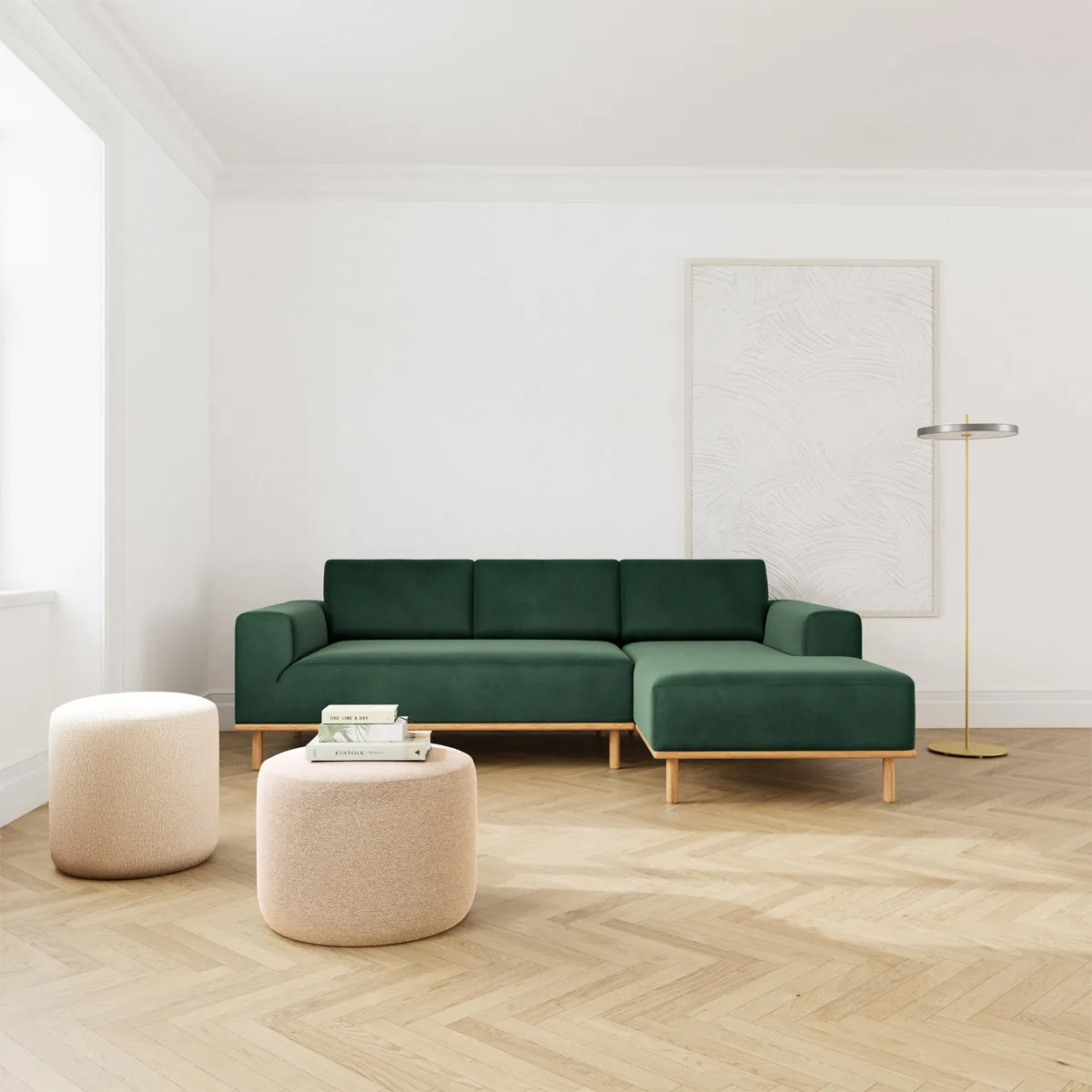 Vilmar Velvet Right Chaise Sofa