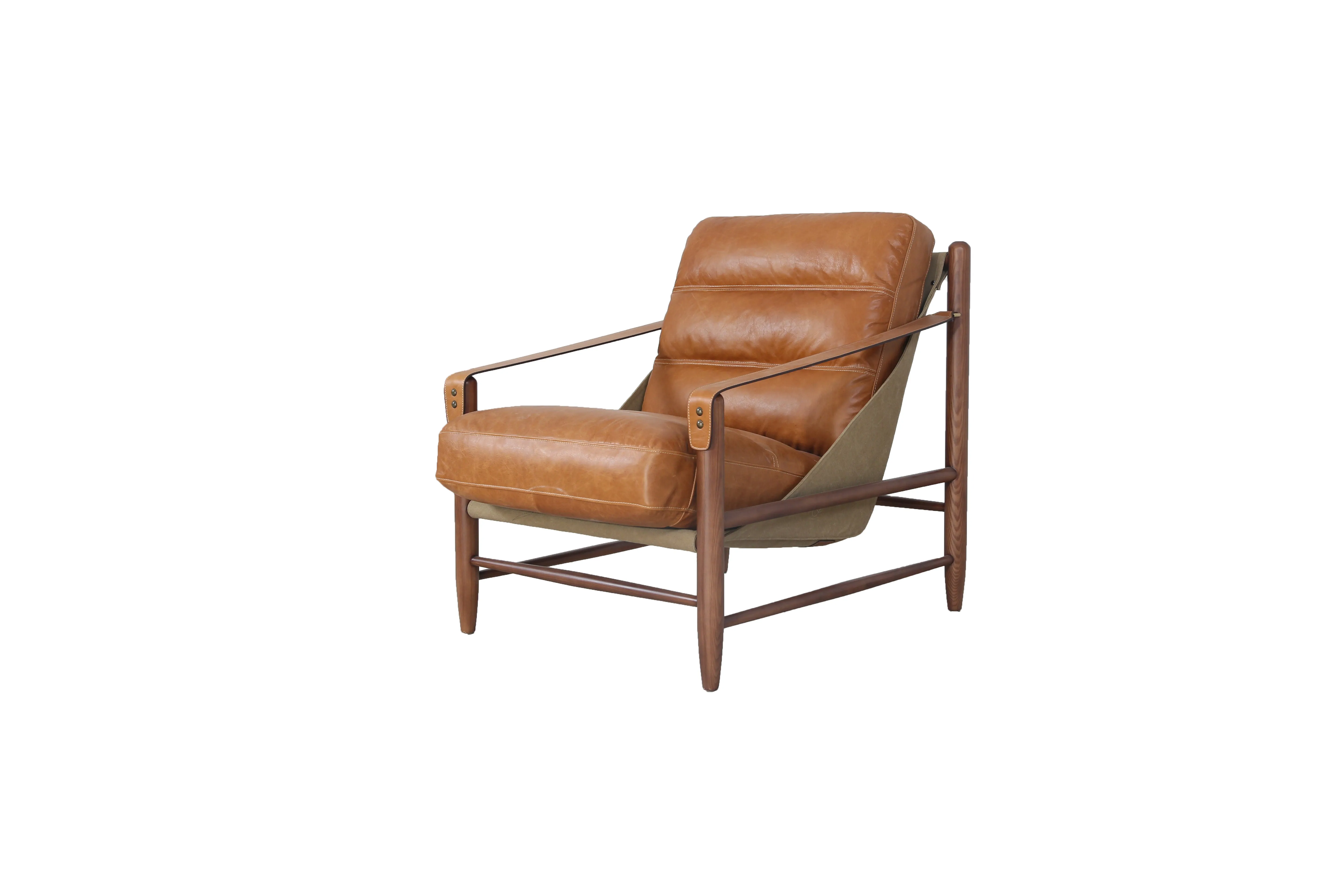 Vintage Brown Leather Accent Chair