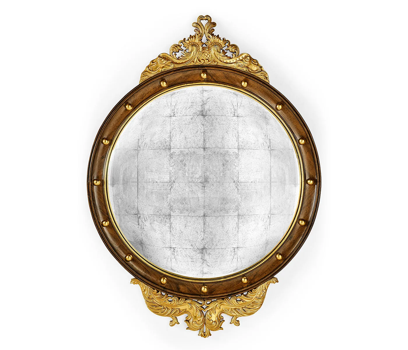 Windsor Collection - Regency walnut & gilt round convex glomis mirror (Large)