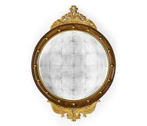 Windsor Collection - Regency walnut & gilt round convex glomis mirror (Large)