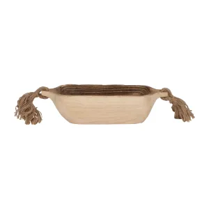 WOOD, 15" TRAY W/ TASSELS, NATURAL