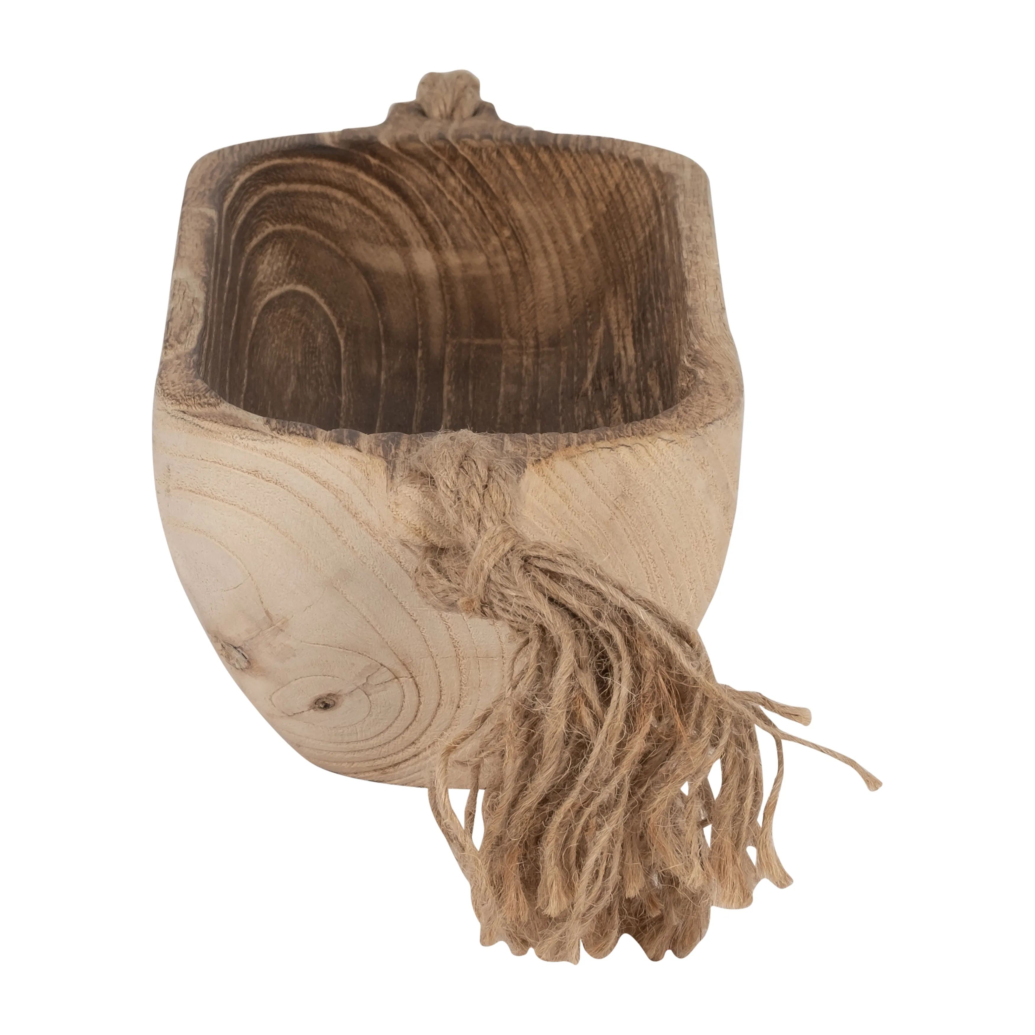 WOOD, 15" TRAY W/ TASSELS, NATURAL