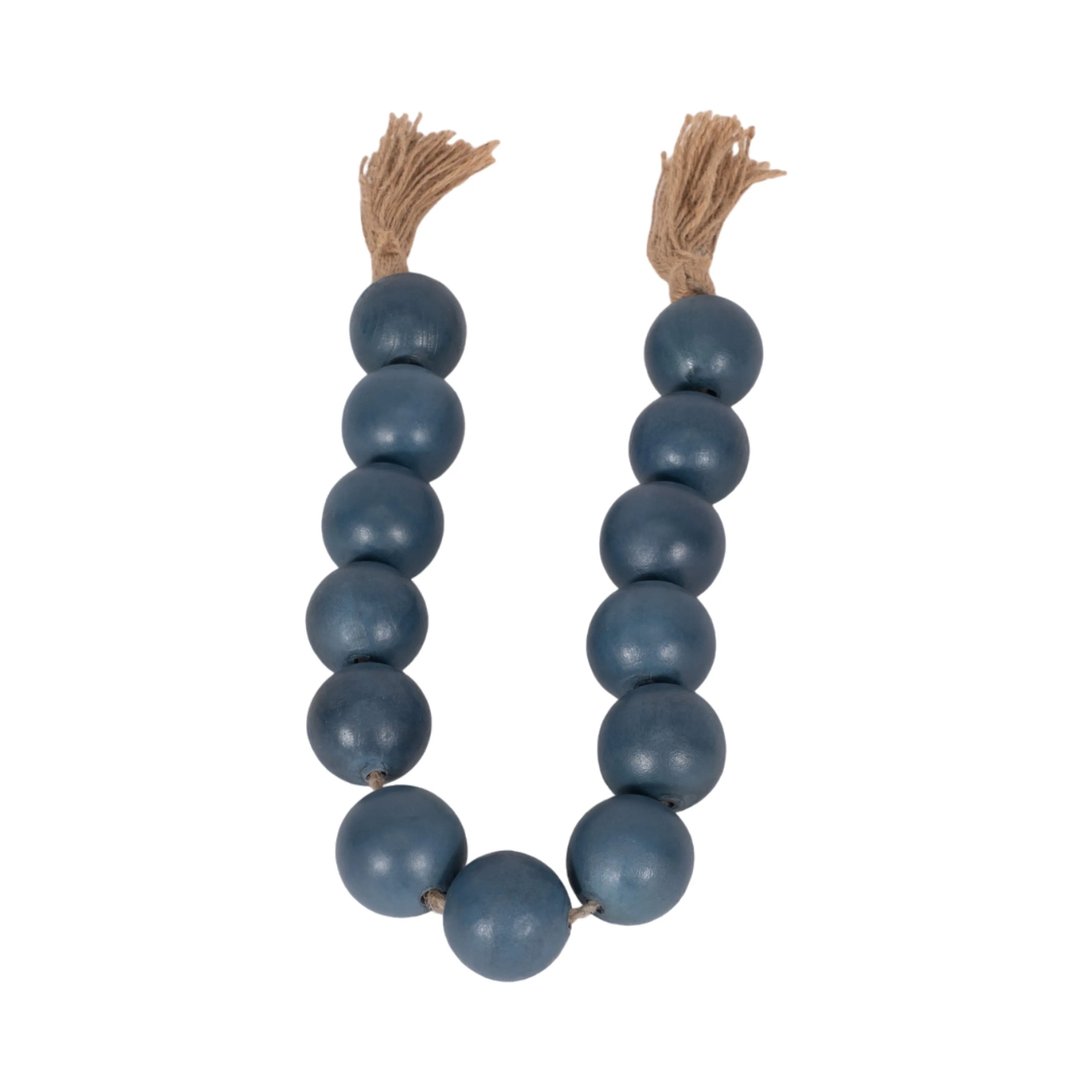 WOOD, 25" LARGE BEADED GARLAND W/ TASSEL, TEAL/BLU