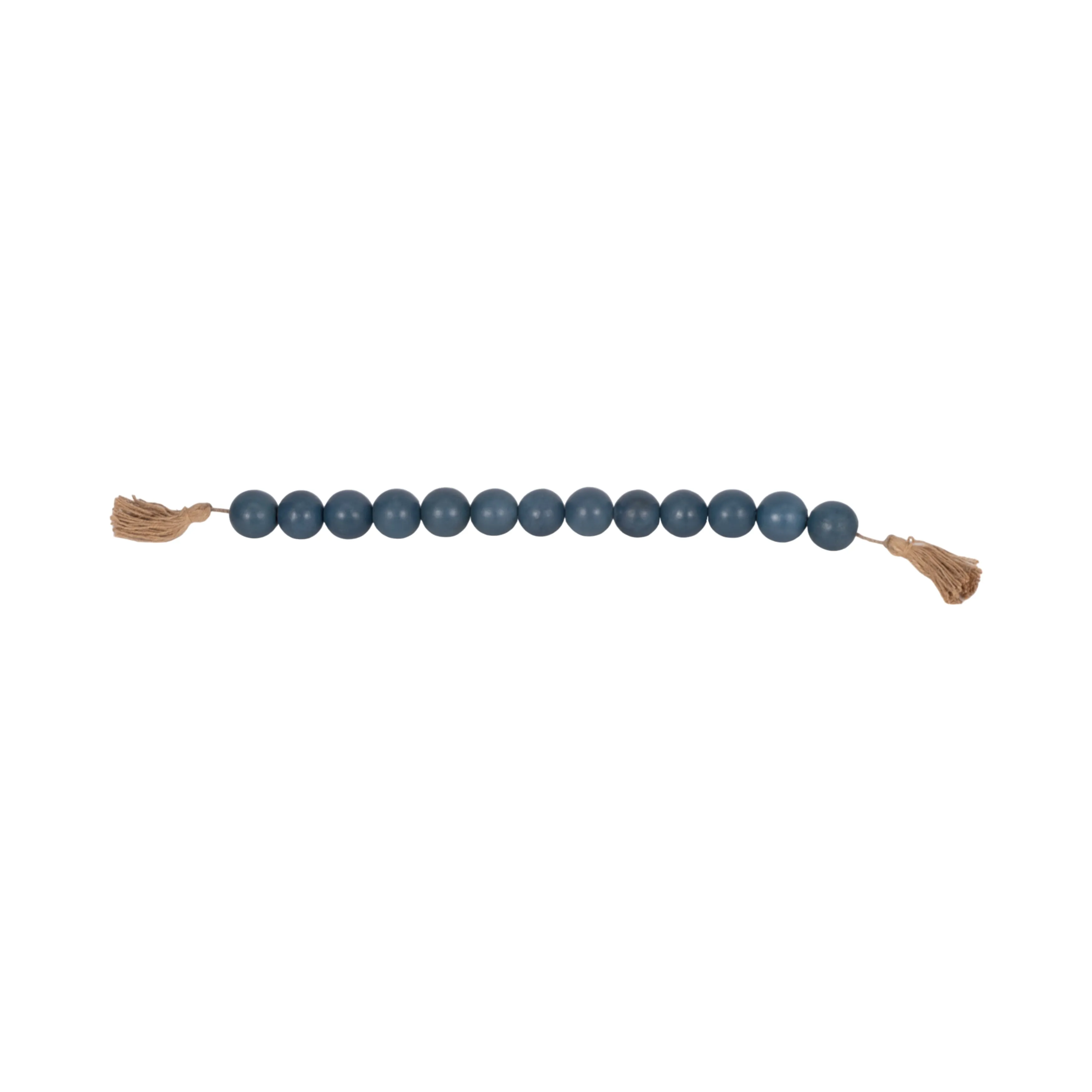 WOOD, 25" LARGE BEADED GARLAND W/ TASSEL, TEAL/BLU